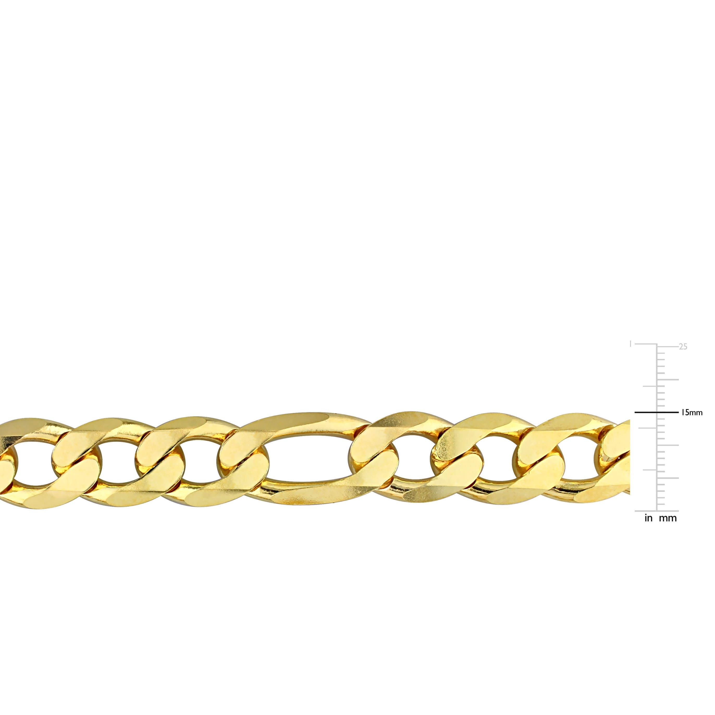 Miadora 18kt Yellow Gold Plated Sterling Silver Figaro Men's Bracelet