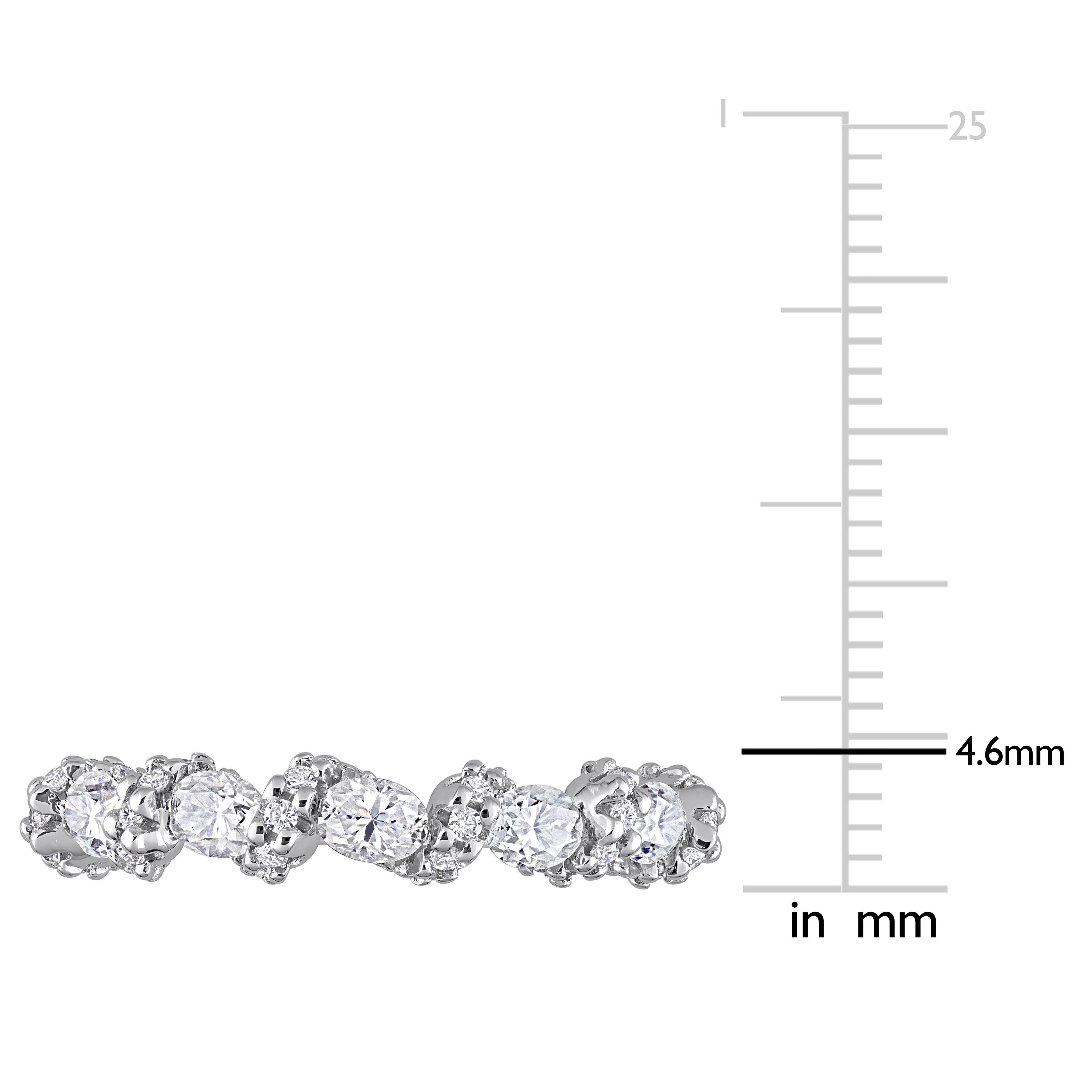 Miadora 1ct DEW Oval Moissanite Swirl Semi-Eternity Wedding Band Ring in Sterling Silver