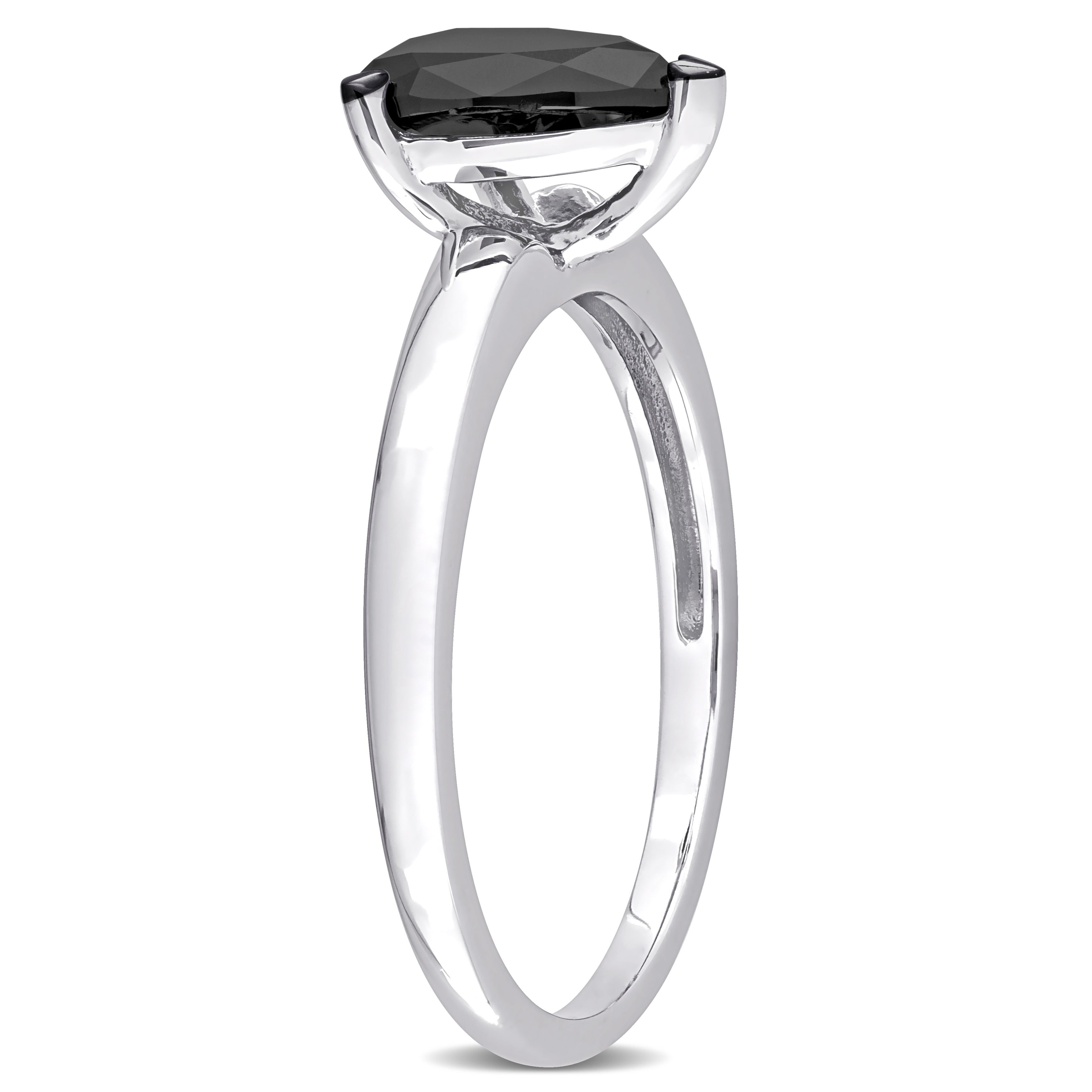Miadora 1ct TDW Pear-cut Black Diamond Solitaire Engagement Ring in 10k White Gold