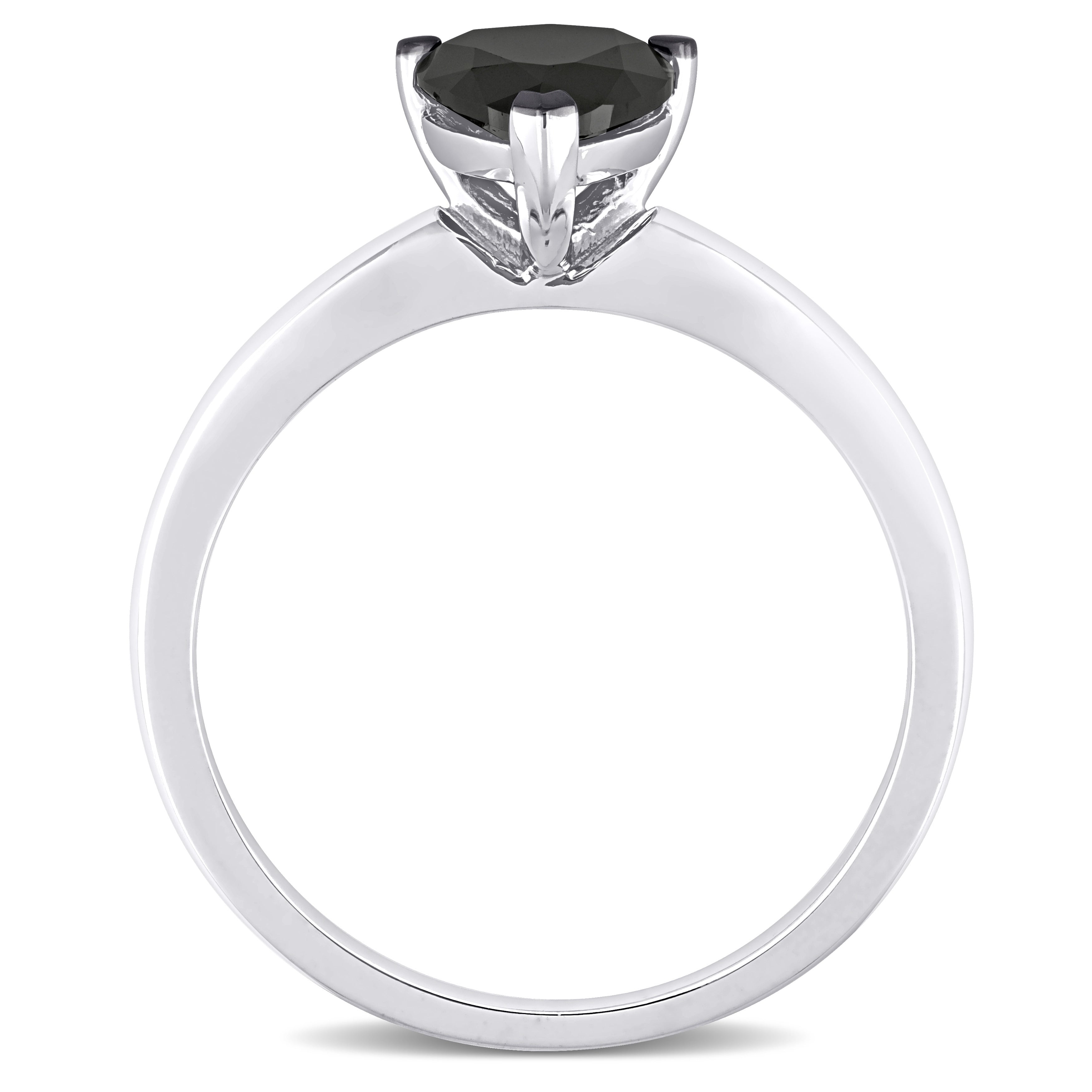Miadora 1ct TDW Pear-cut Black Diamond Solitaire Engagement Ring in 10k White Gold