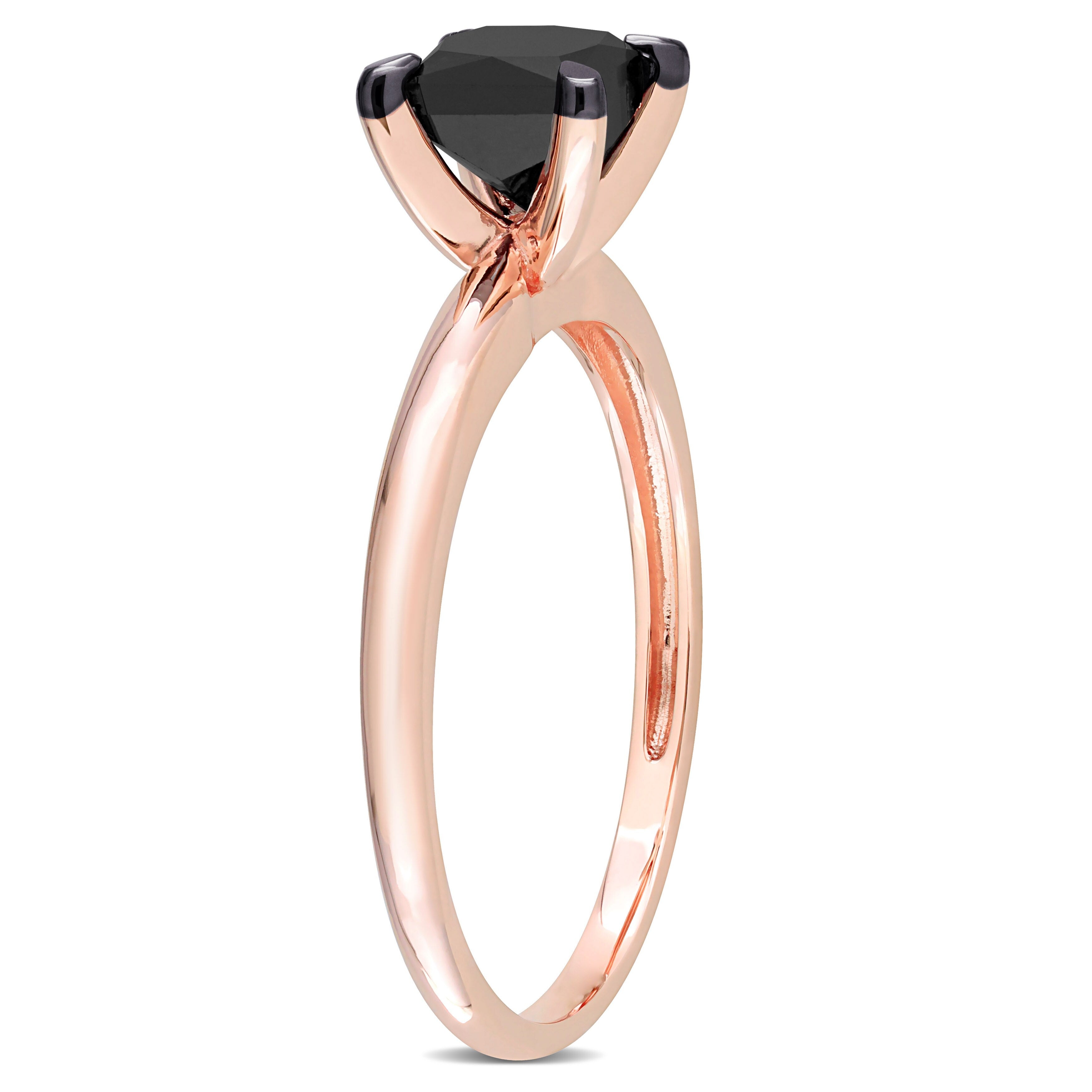 Miadora 1ct TDW Princess-cut Black Diamond Solitaire Engagement Ring in 14k Rose Gold