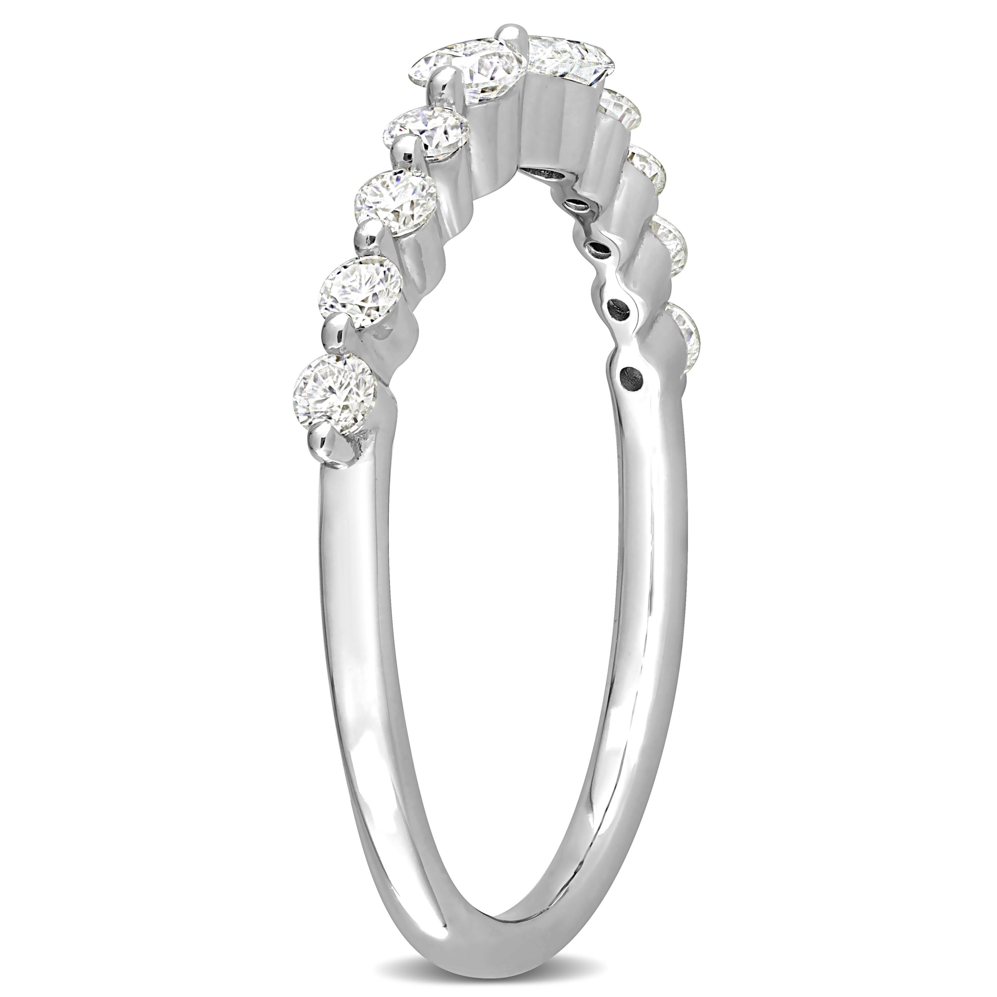 Miadora 2/5ct DEW Moissanite Semi-Eternity Ring in Sterling Silver