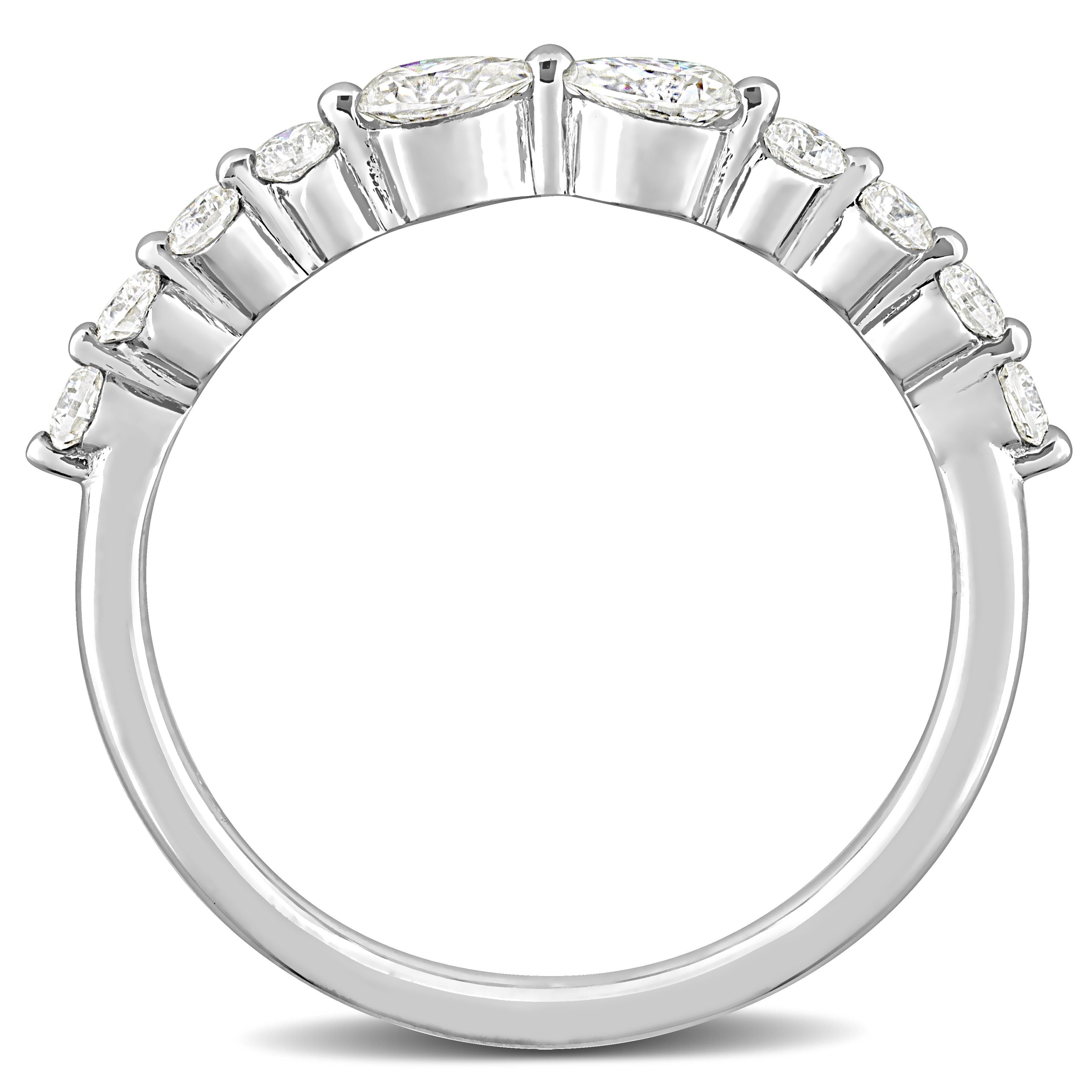 Miadora 2/5ct DEW Moissanite Semi-Eternity Ring in Sterling Silver