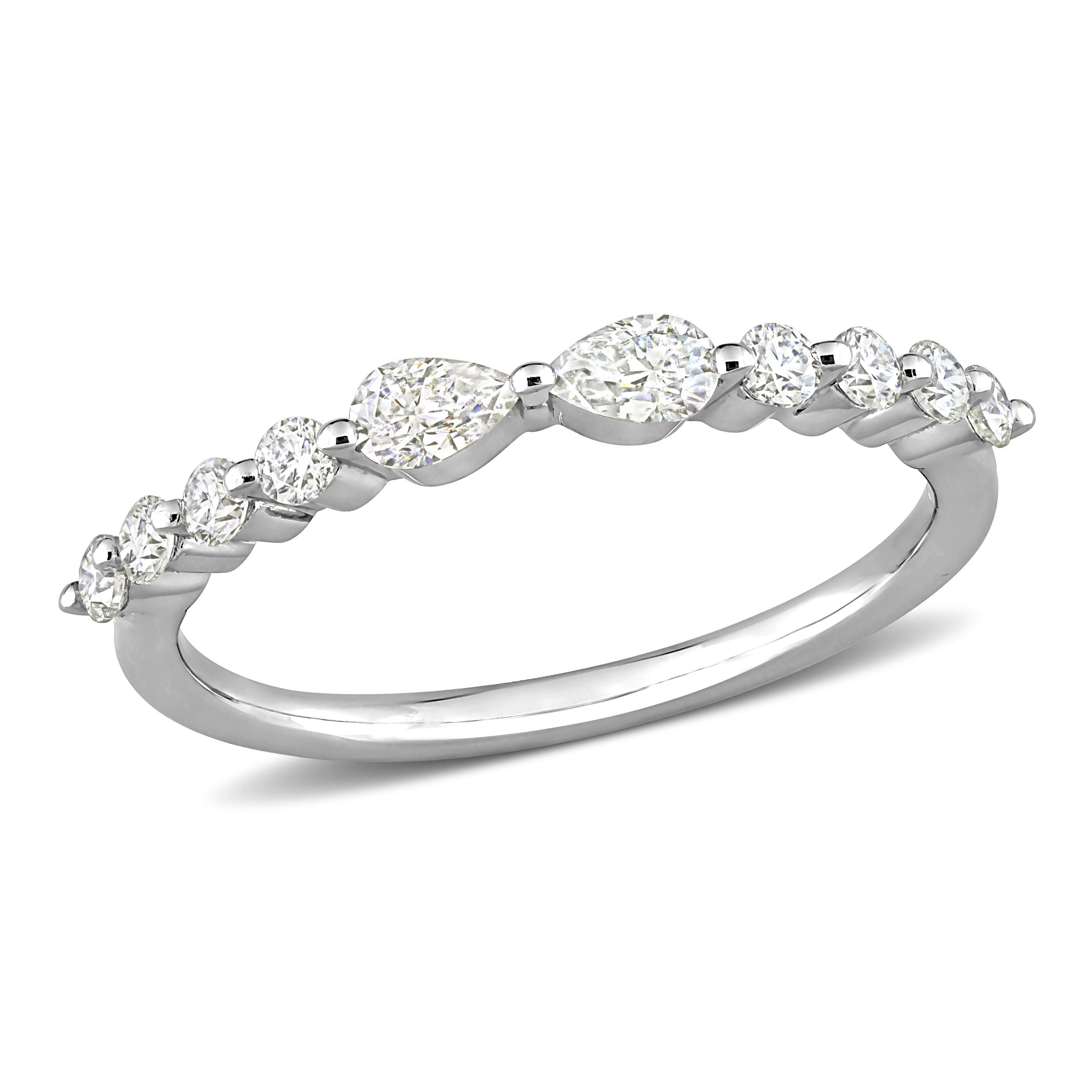 Miadora 2/5ct DEW Moissanite Semi-Eternity Ring in Sterling Silver