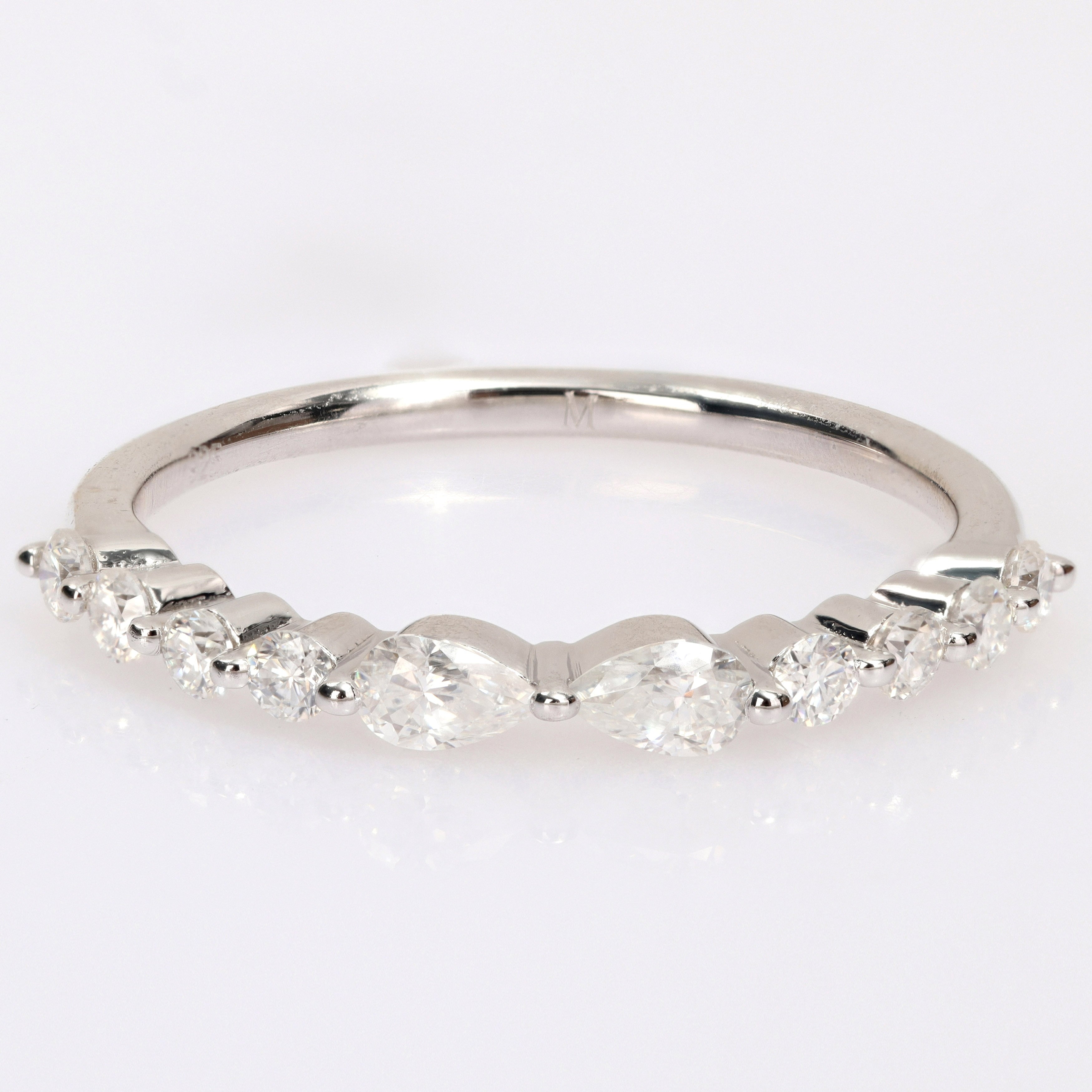 Miadora 2/5ct DEW Moissanite Semi-Eternity Ring in Sterling Silver