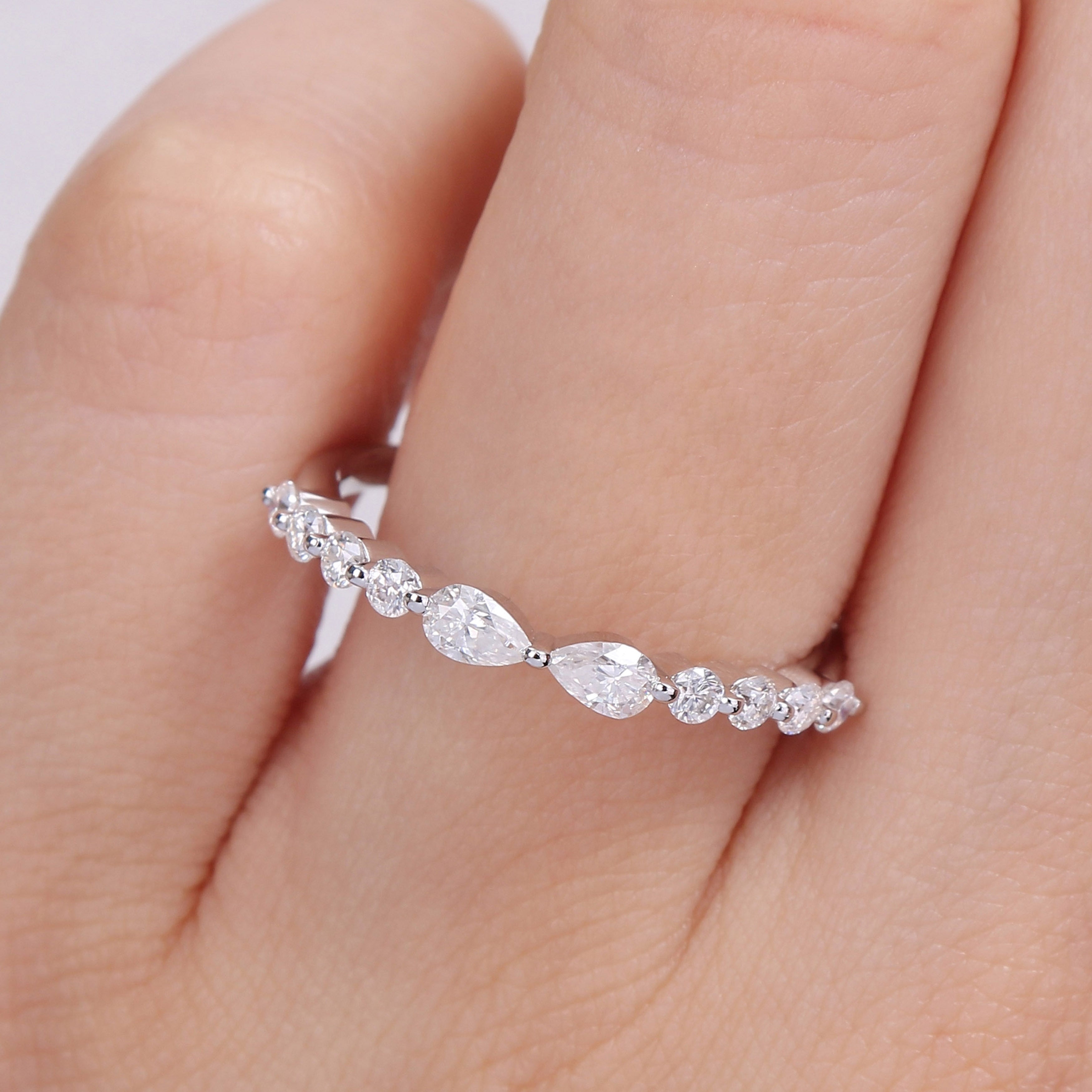 Miadora 2/5ct DEW Moissanite Semi-Eternity Ring in Sterling Silver