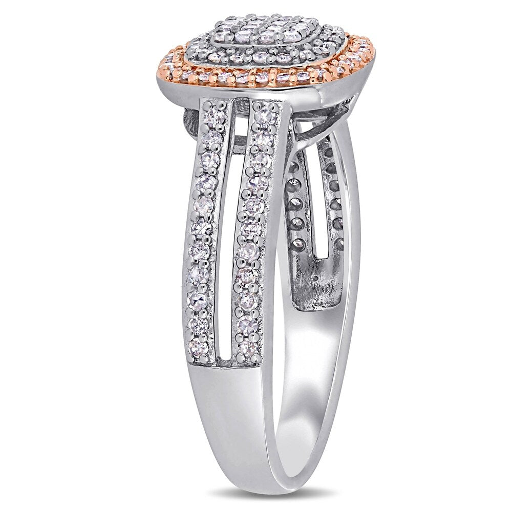 Miadora 2-Tone Sterling Silver 1 1/2ct TDW Diamond Clustered Halo Jewelry Set