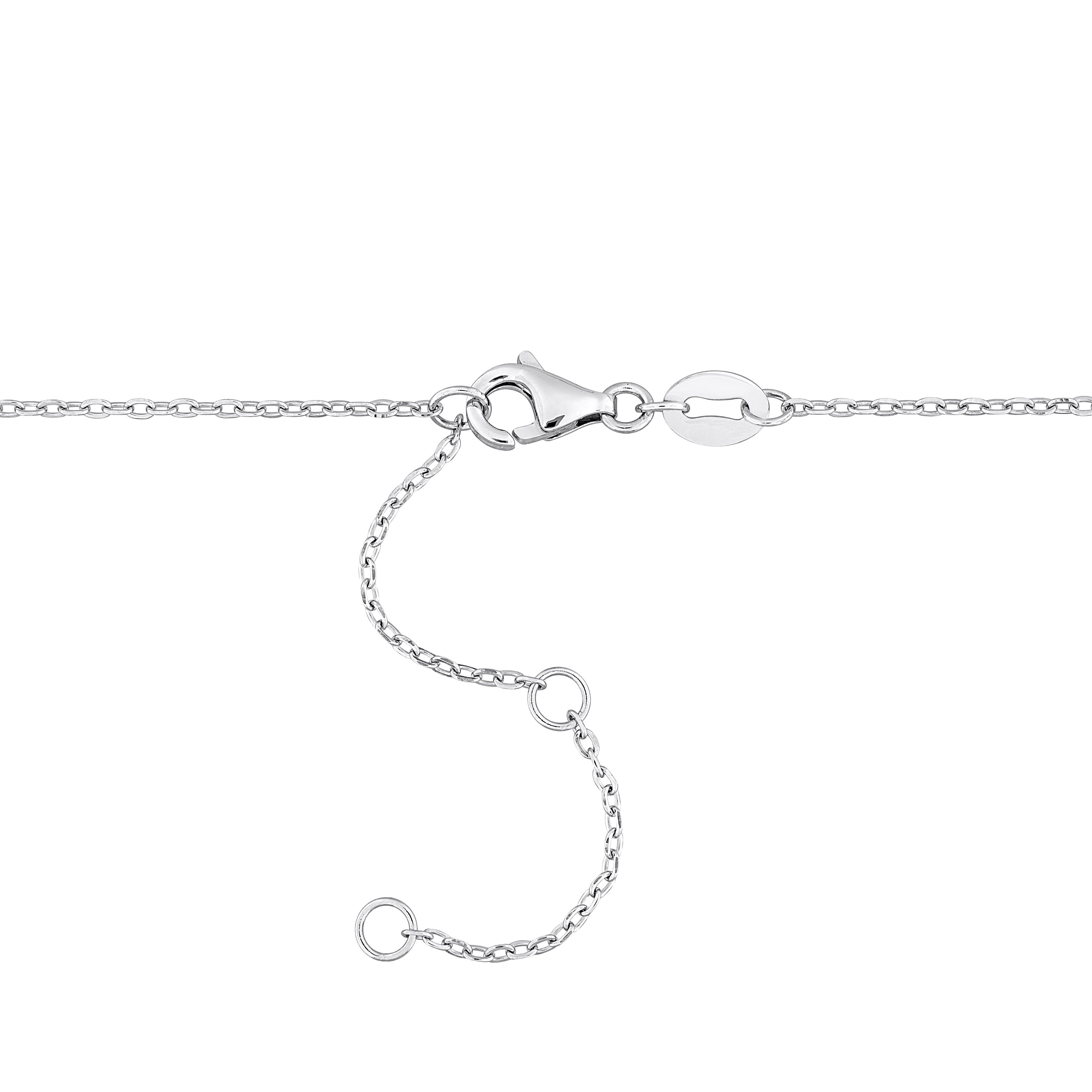 Miadora 2.70ct TGW 4mm Blue Topaz Bead Necklace with Rolo Chain in Sterling Silver