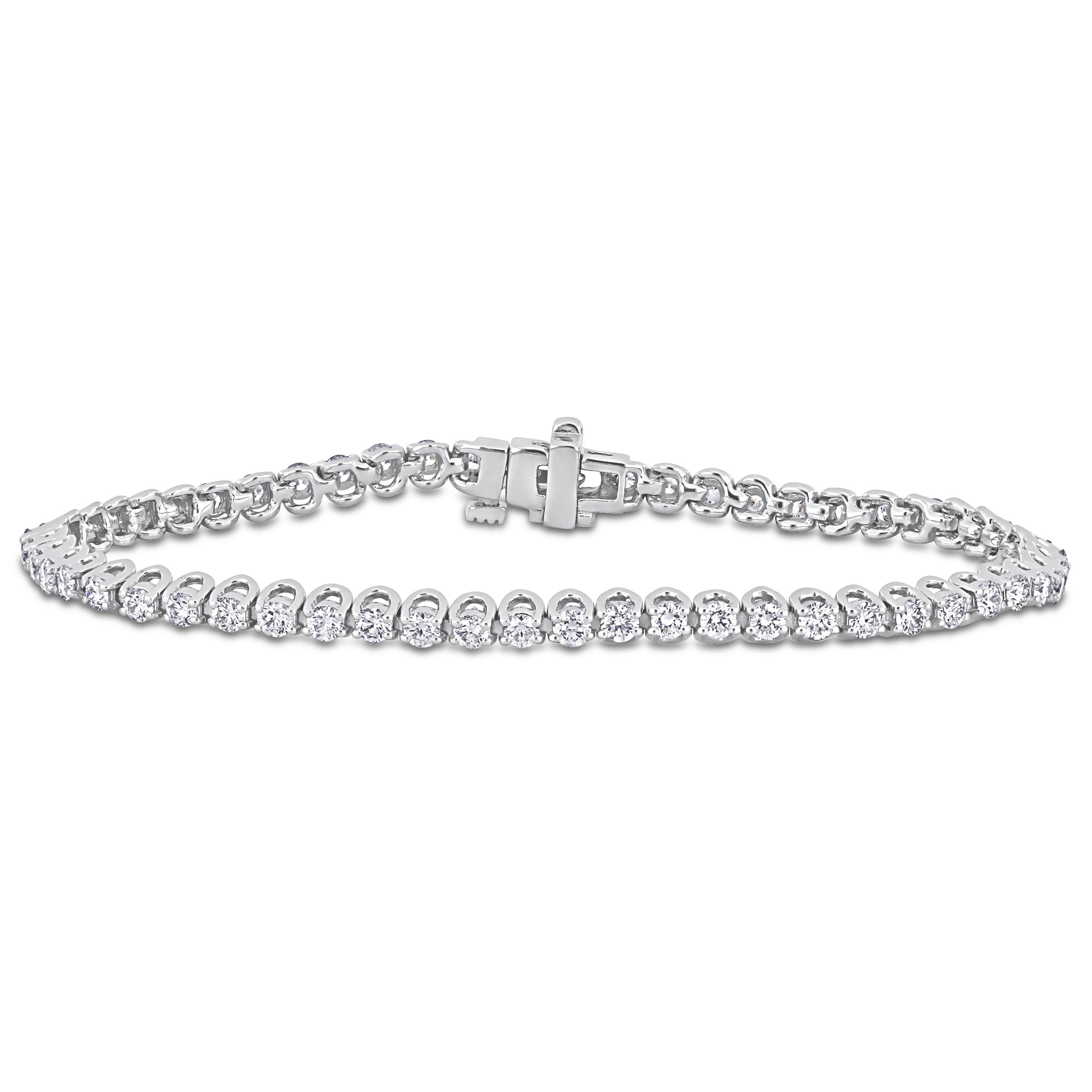 Miadora 3 1/10ct TDW Diamond Tennis Bracelet in 14k White Gold