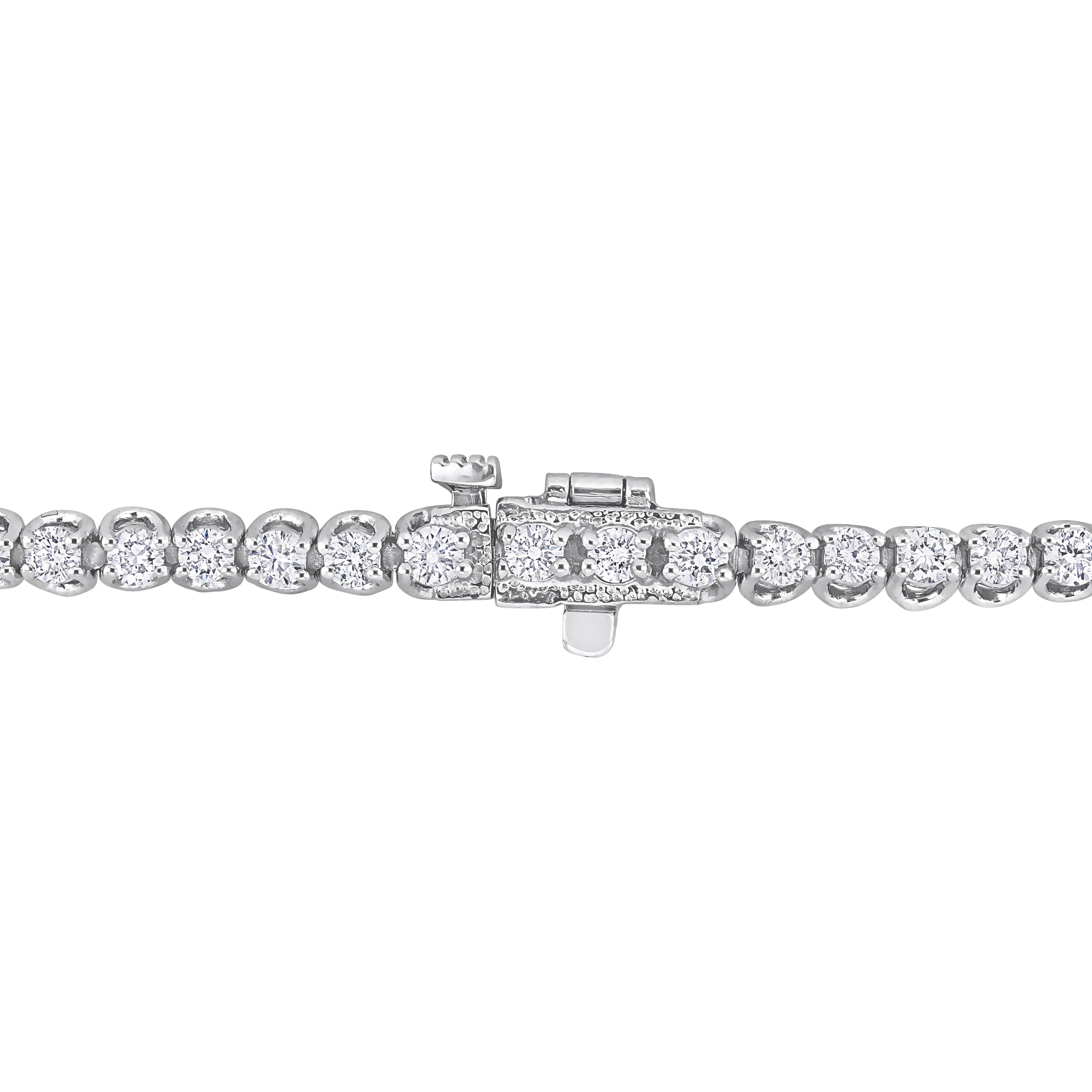 Miadora 3 1/10ct TDW Diamond Tennis Bracelet in 14k White Gold
