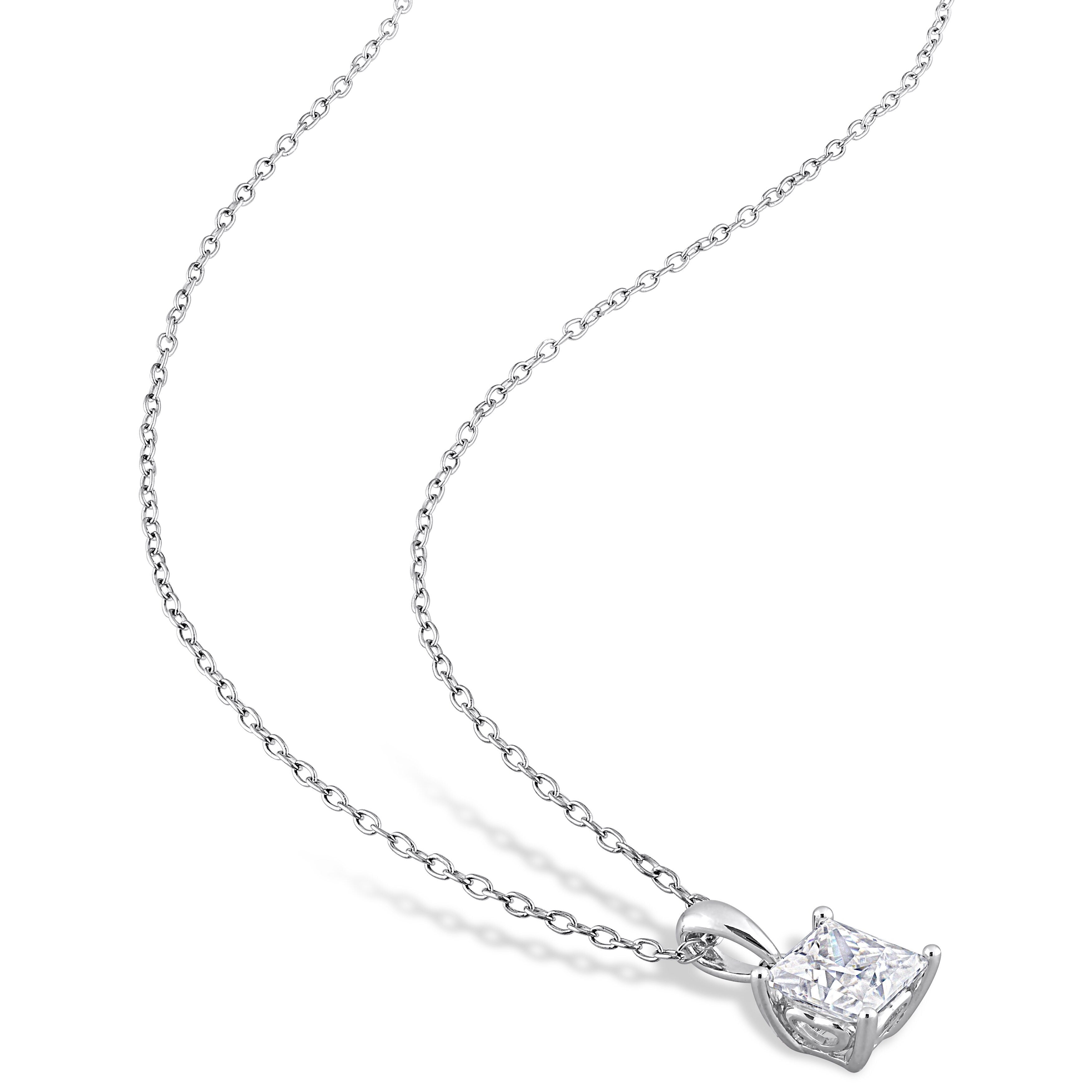 Miadora 3 3/4ct DEW Square Created Moissanite Necklace and Stud Earrings Set Sterling Silver