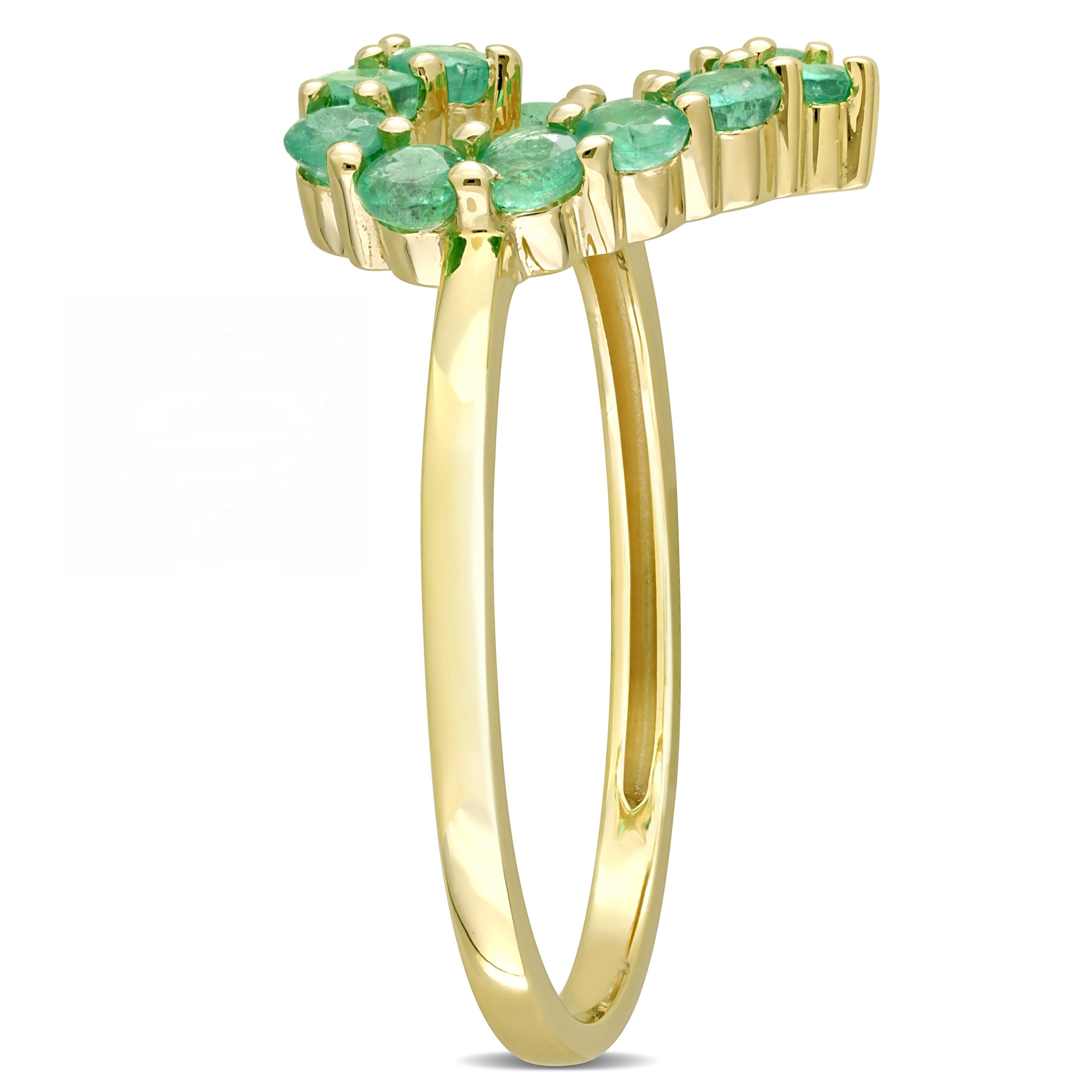 Miadora 3/4ct TGW Emerald Heart Ring in 10k Yellow Gold