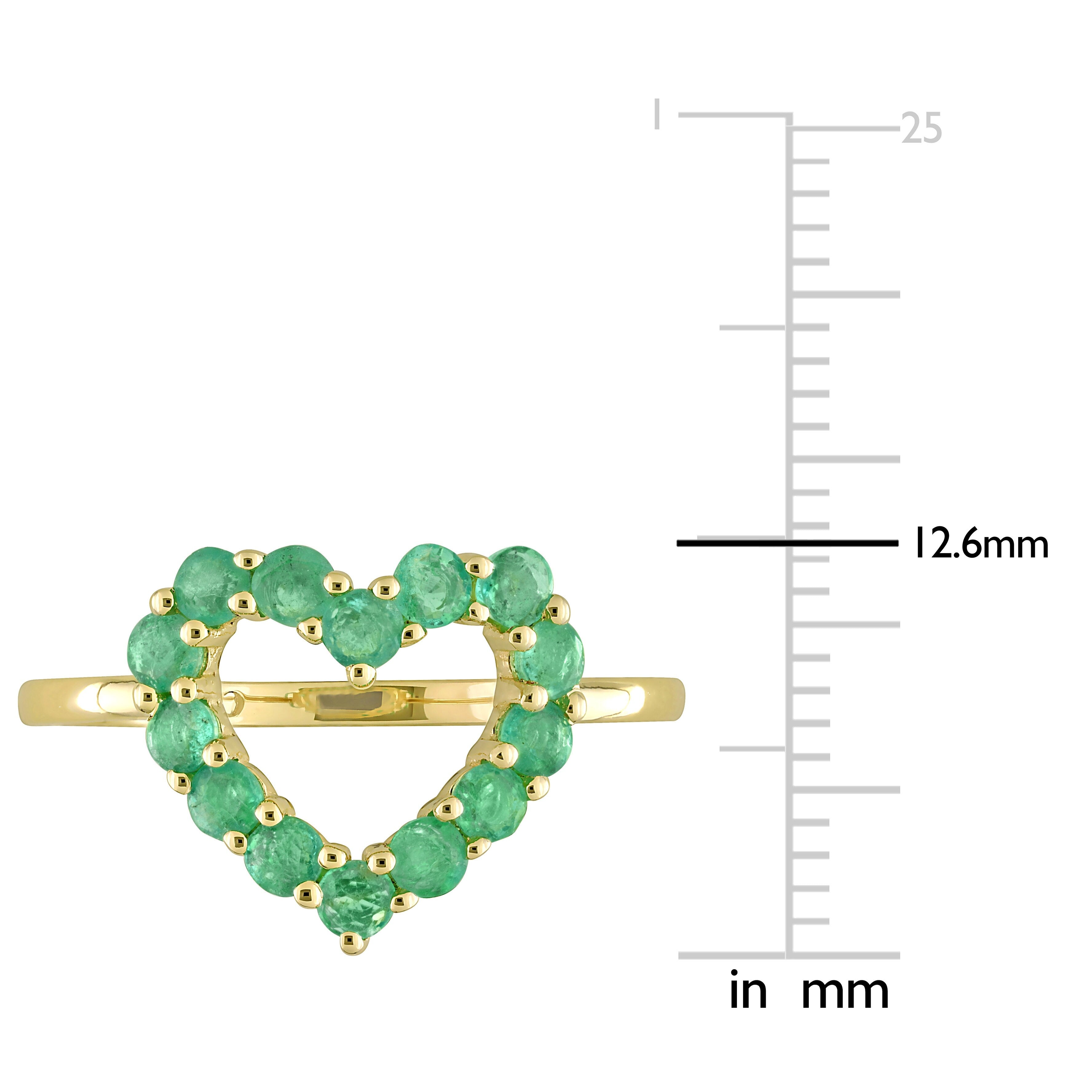 Miadora 3/4ct TGW Emerald Heart Ring in 10k Yellow Gold