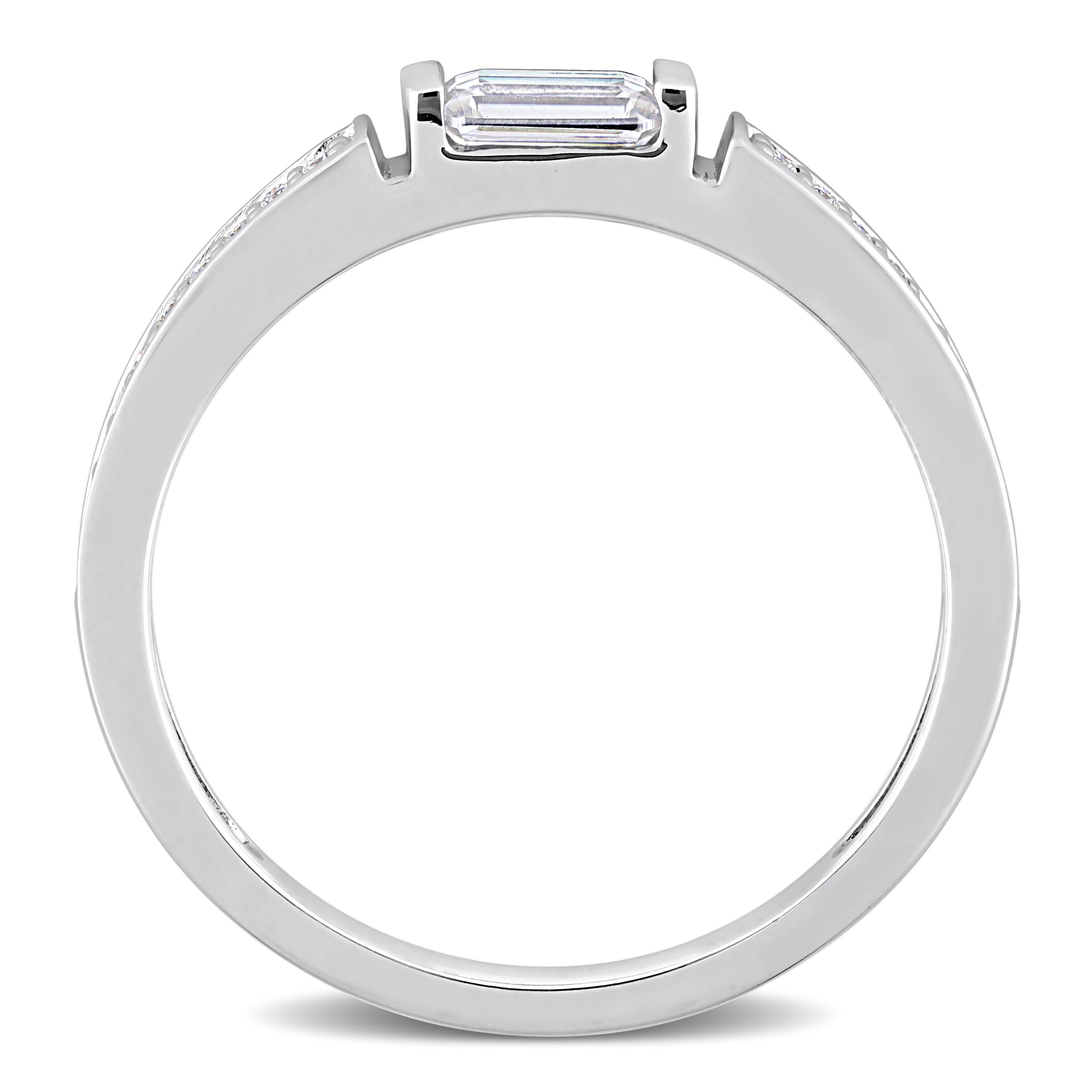 Miadora 3/8ct DEW Moissanite Bar Semi-Eternity Ring in Sterling Silver