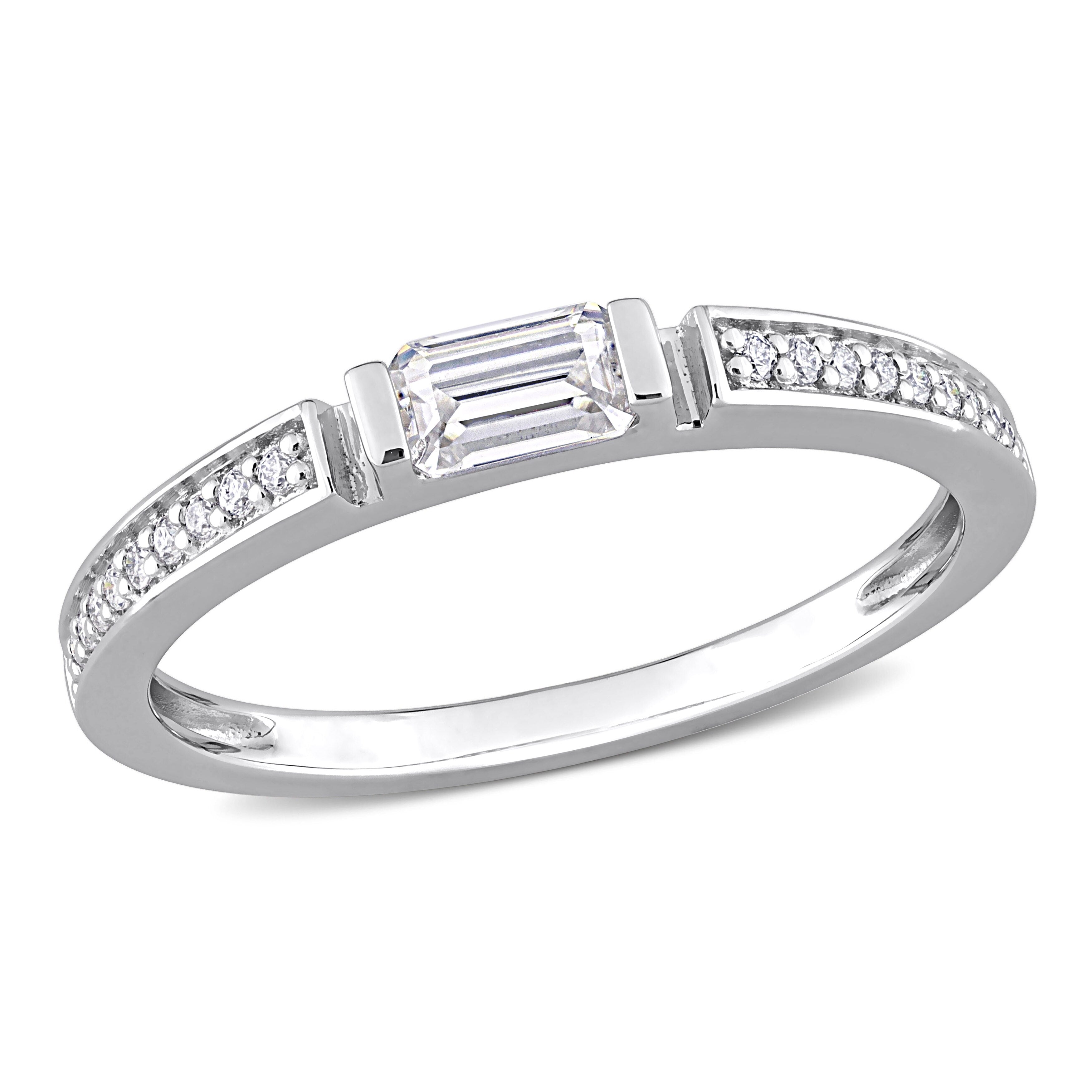 Miadora 3/8ct DEW Moissanite Bar Semi-Eternity Ring in Sterling Silver