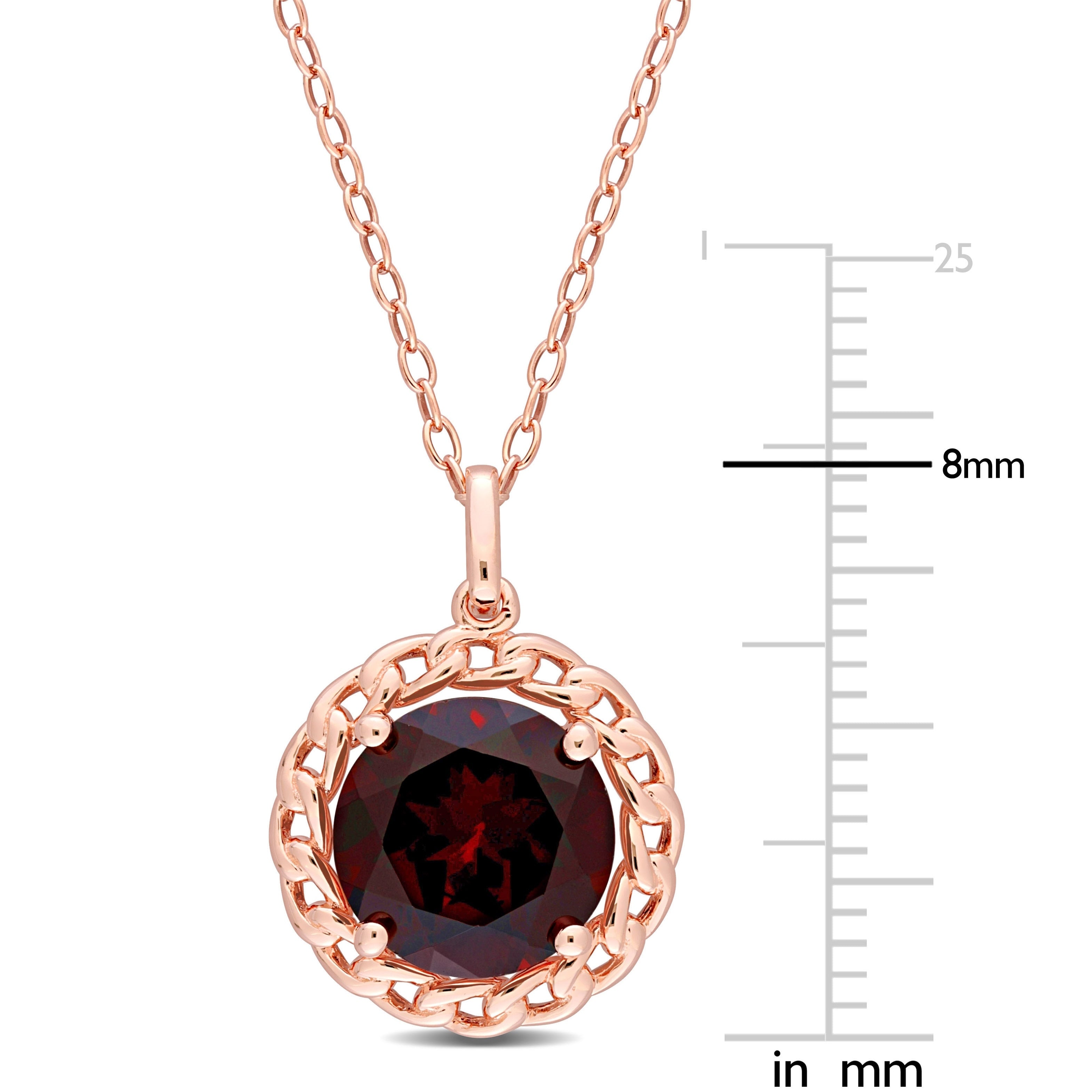 Miadora 3 CT TGW Garnet Fashion Pendant With Chain Pink Silver Pink Plated
