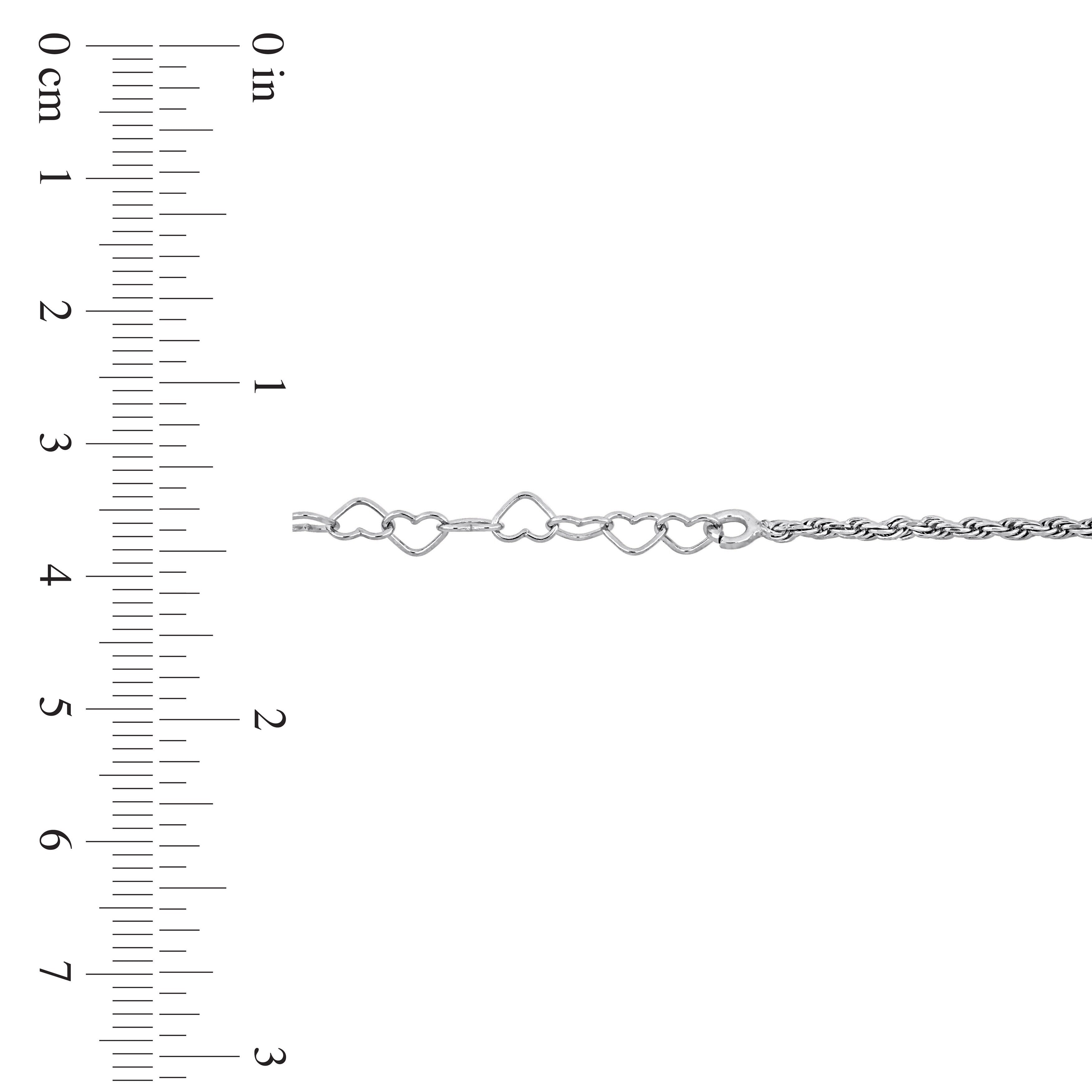 Miadora 3.3mm Heart Link and Rope Chain Necklace in Sterling Silver-16 in+2 ext