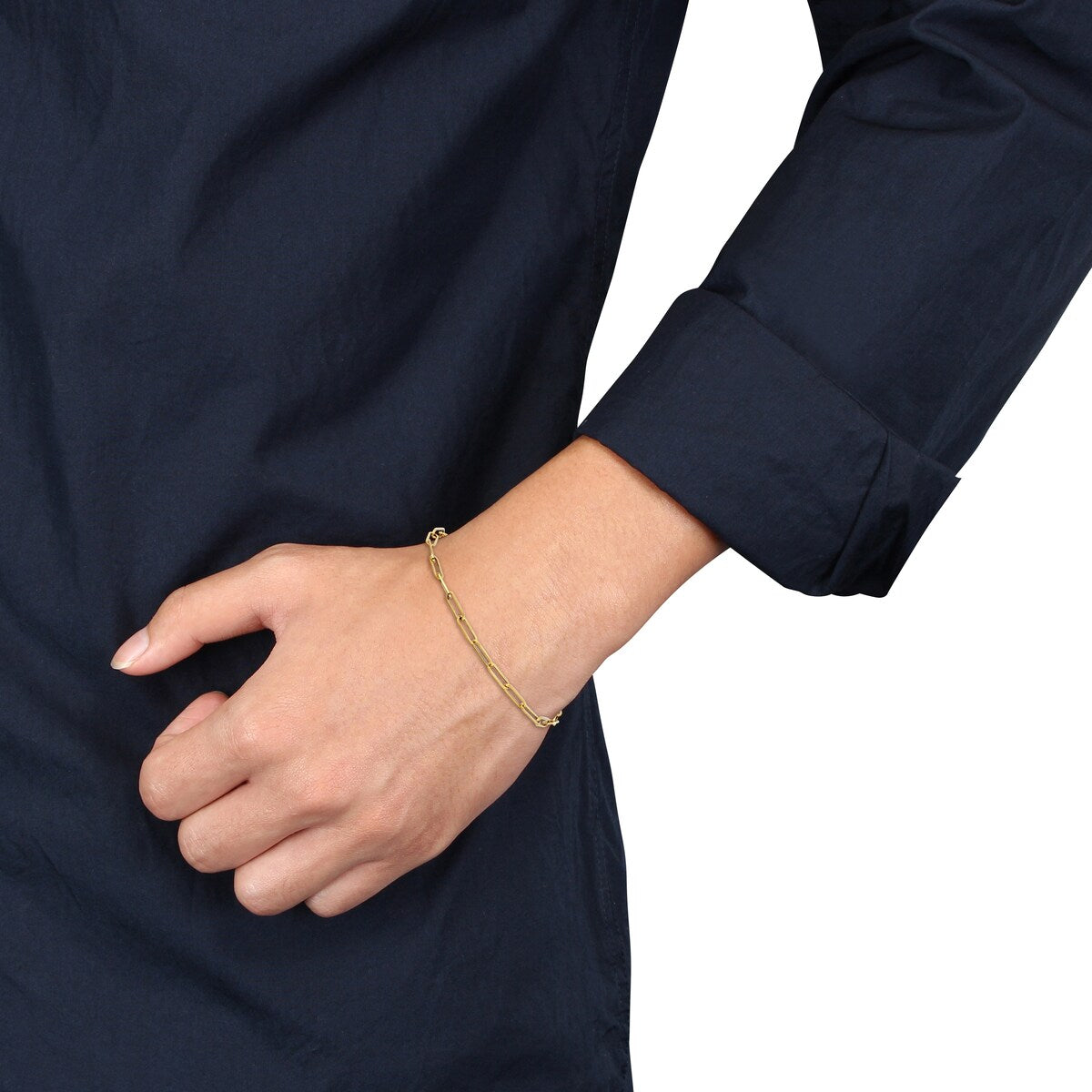 Miadora 3.3mm Polished Paperclip Bracelet 14k Yellow Gold