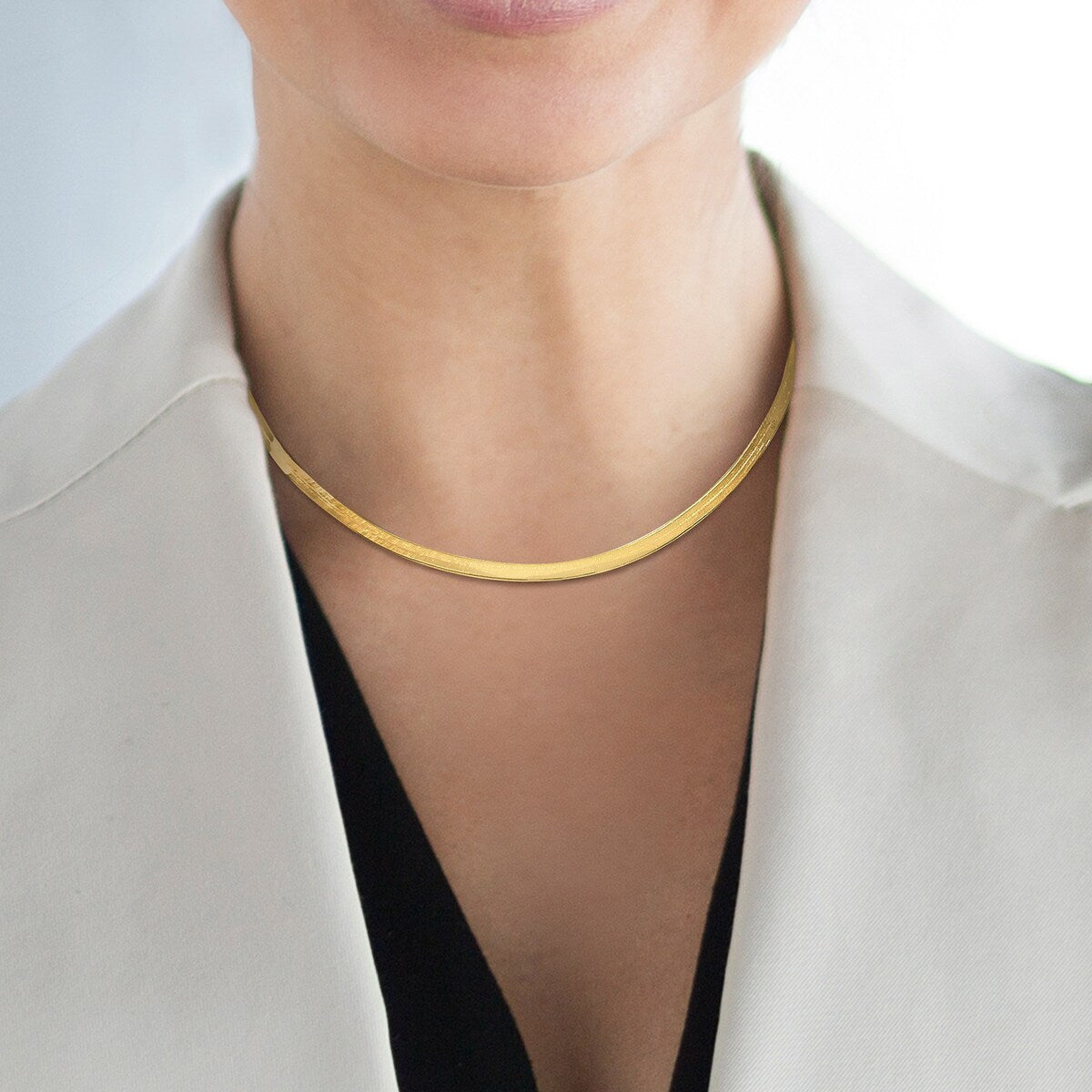 Miadora 3.5mm Flex Herringbone Chain Necklace in 10k Yellow Gold-16 in