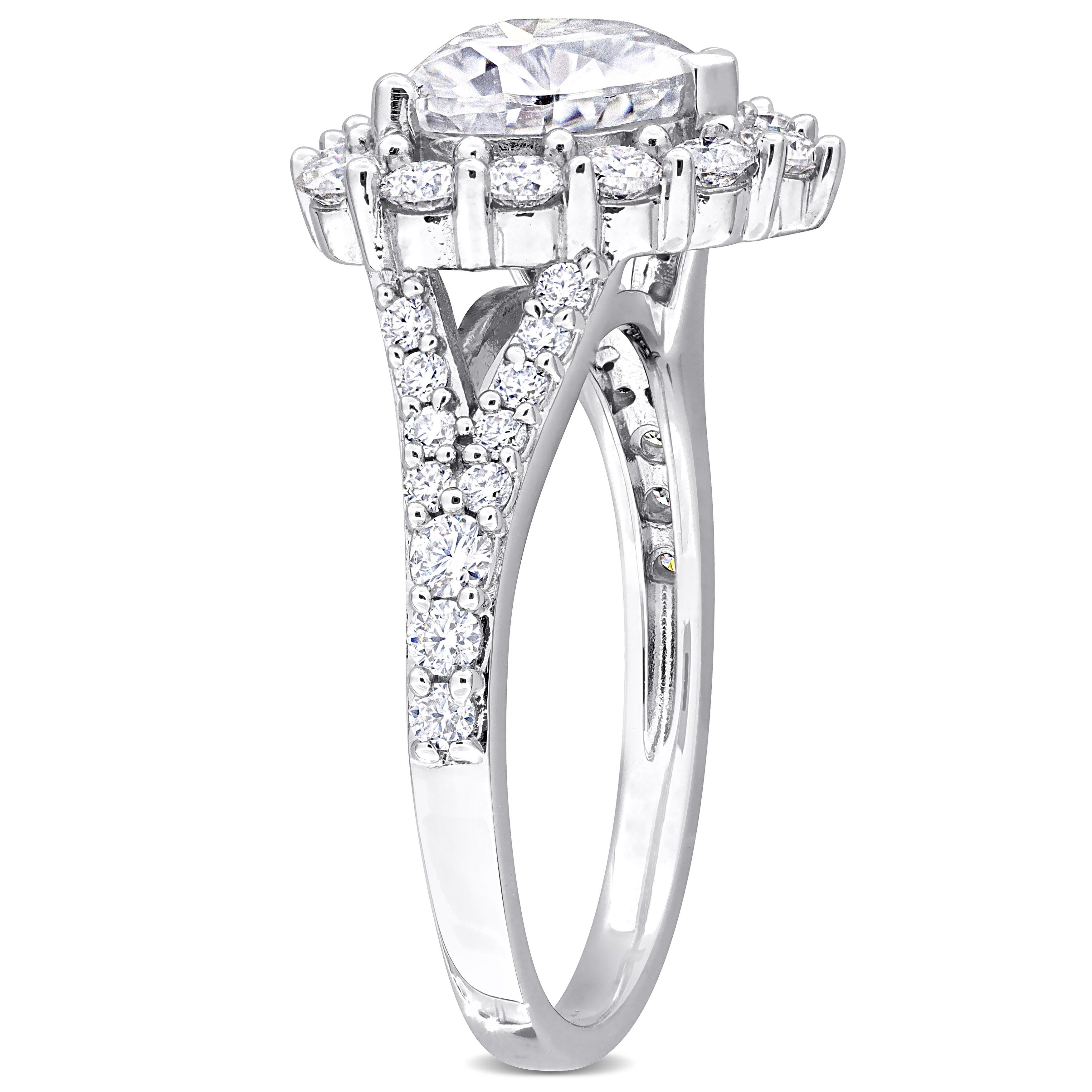 Miadora 3ct DEW Heart-Shaped Created Moissanite Ring in Sterling Silver