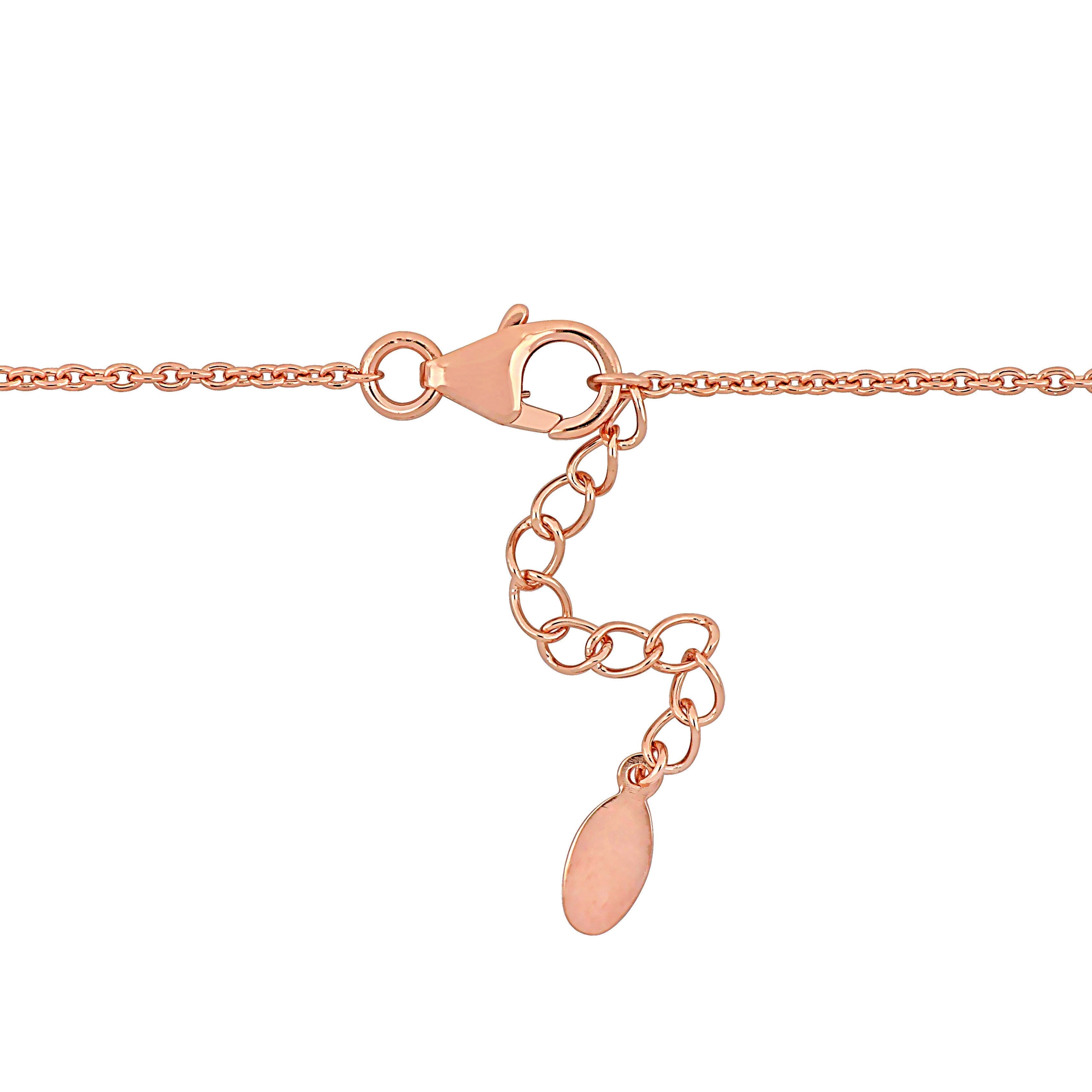 Miadora 3ct TGW Pear and Oval-Cut Amethyst Lariat Necklace in Rose Silver-18 in+2 ext