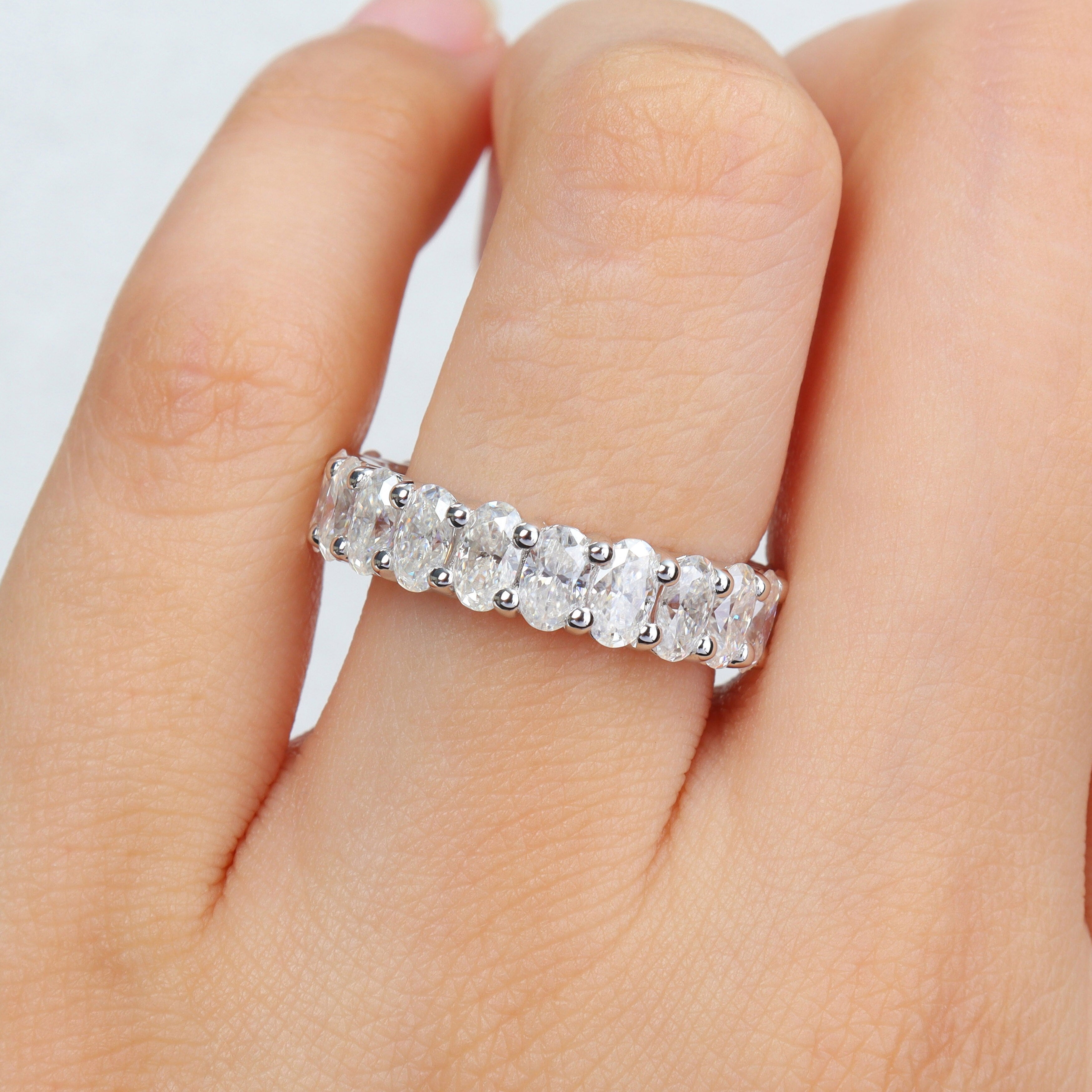Miadora 4 1/5ct DEW Created White Moissanite Eternity Ring in Sterling Silver