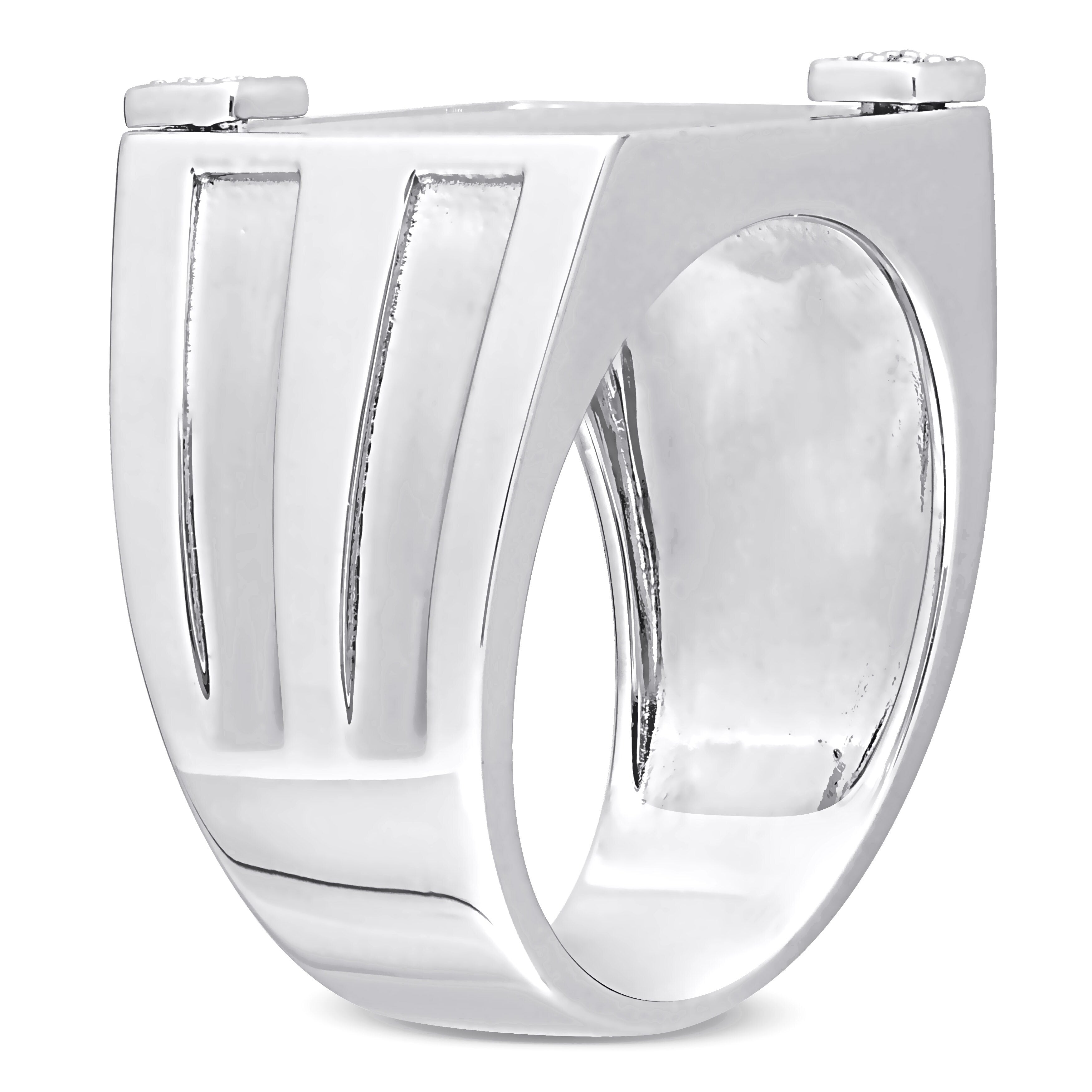 Miadora 5 CT TGW Square Black Onyx and Diamond Accent Mens Ring in Sterling Silver
