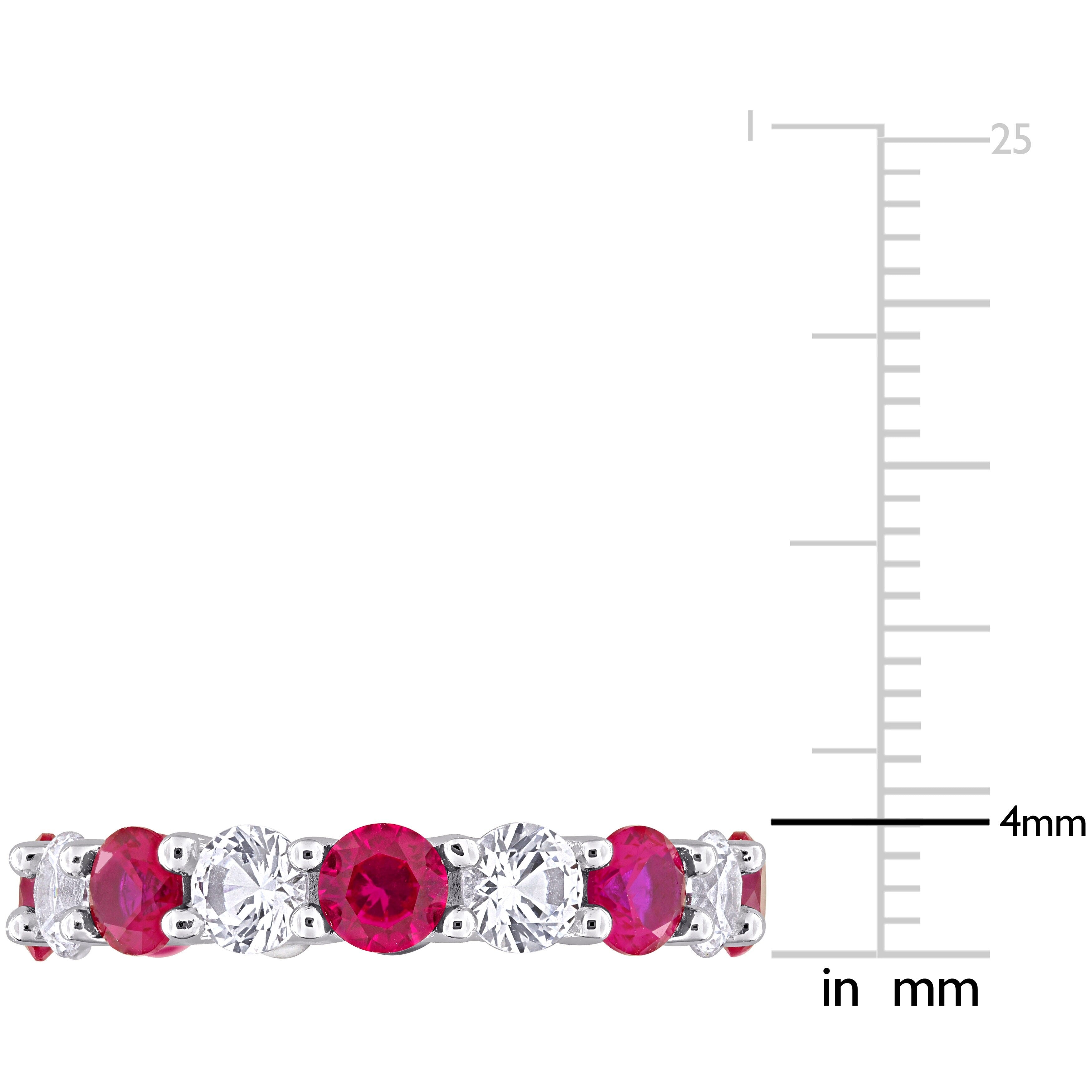 Miadora 5ct TGW Created Ruby and White Sapphire Eternity Ring in Sterling Silver