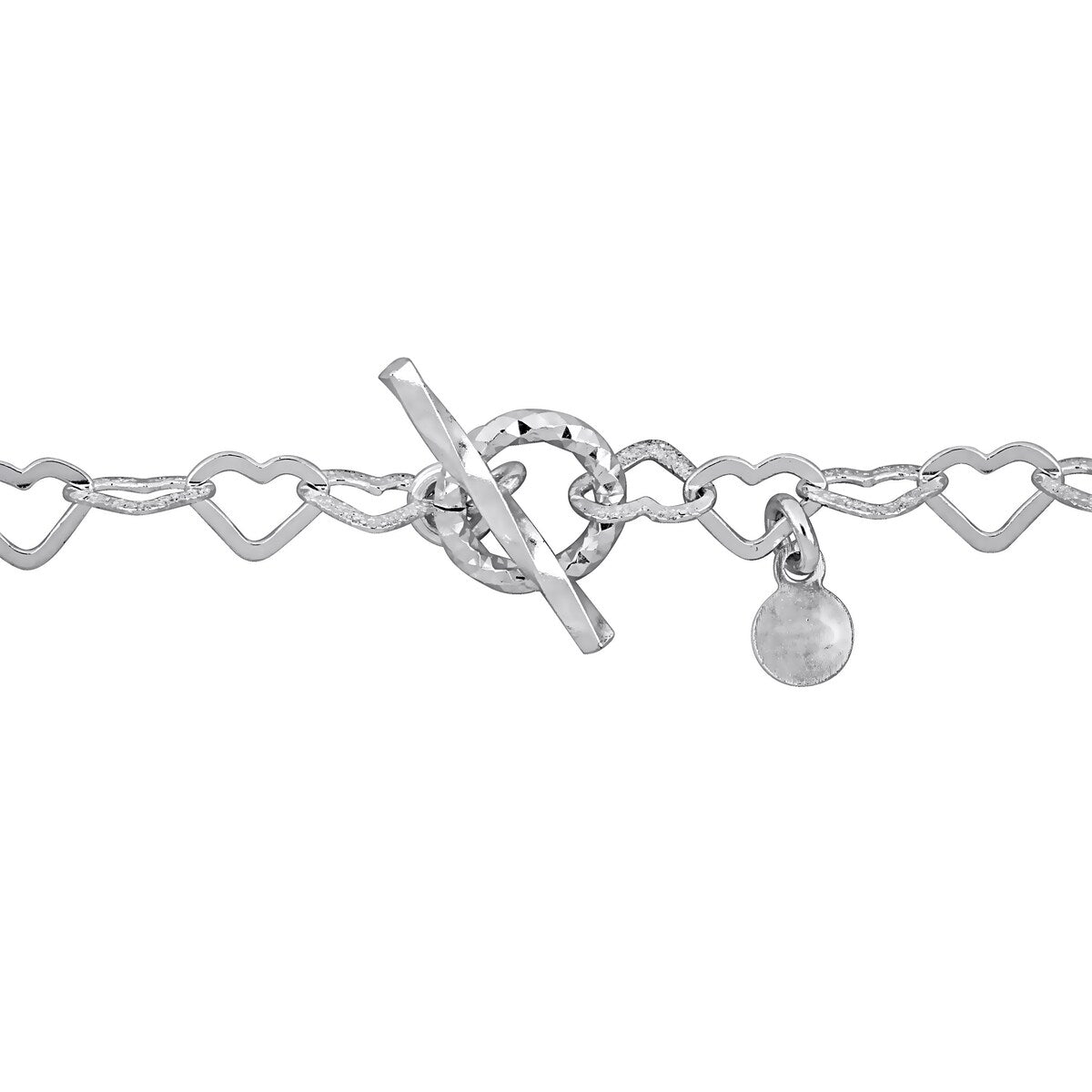 Miadora 5mm Alternating Textured Heart Link Bracelet Sterling Silver-7.25 in