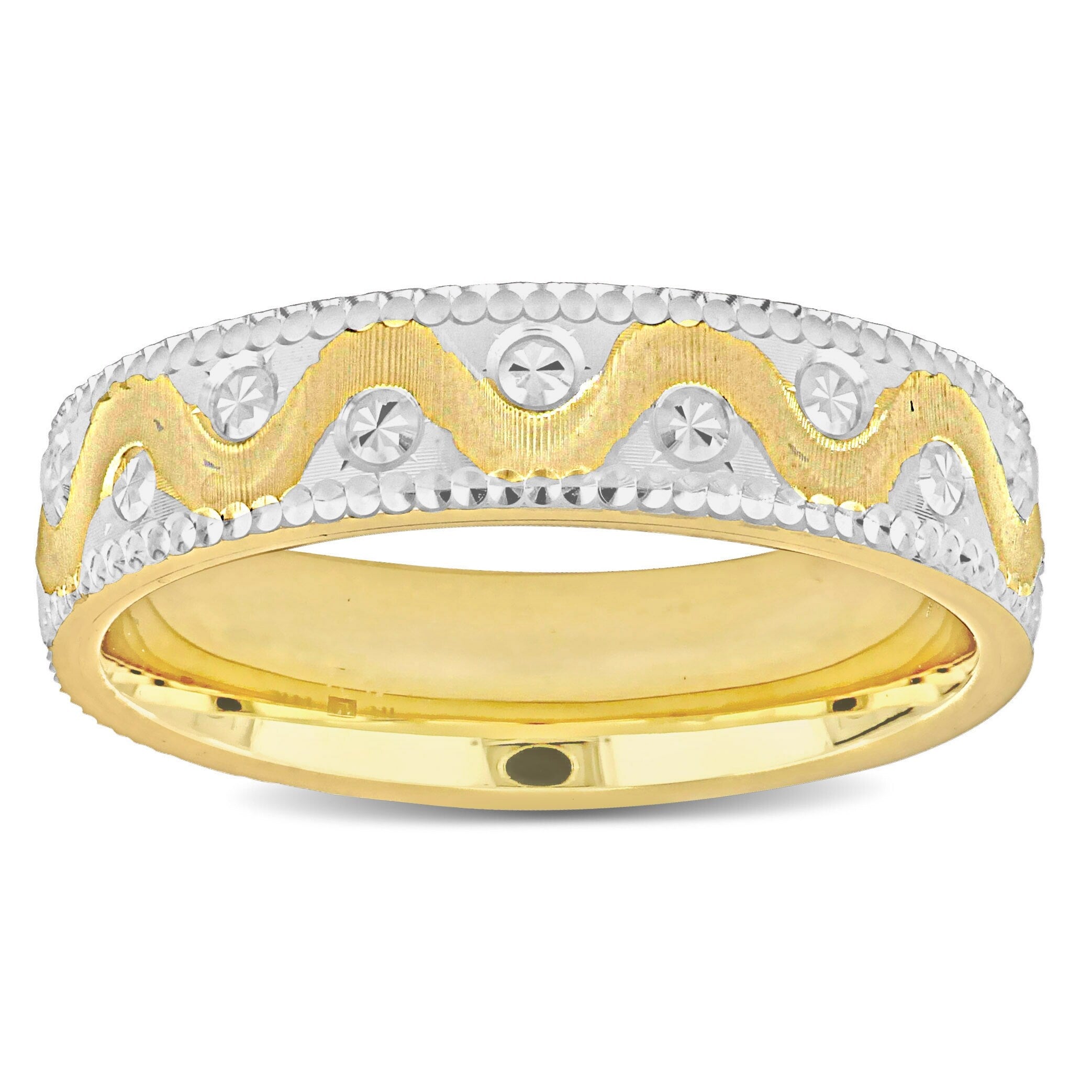 Miadora 5mm Wave Design Wedding Band in Two-Tone 14k Yellow and White Gold