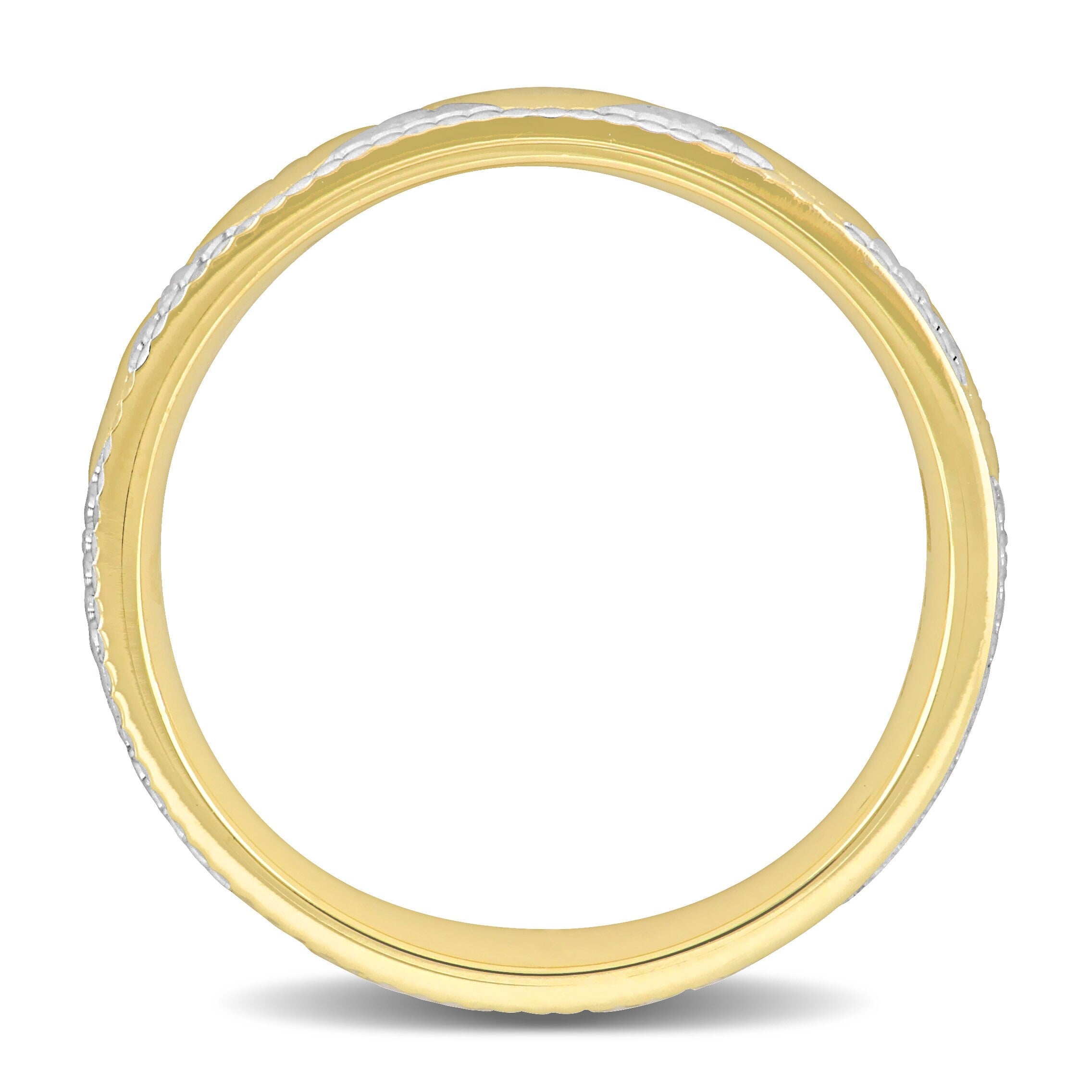 Miadora 5mm Wave Design Wedding Band in Two-Tone 14k Yellow and White Gold