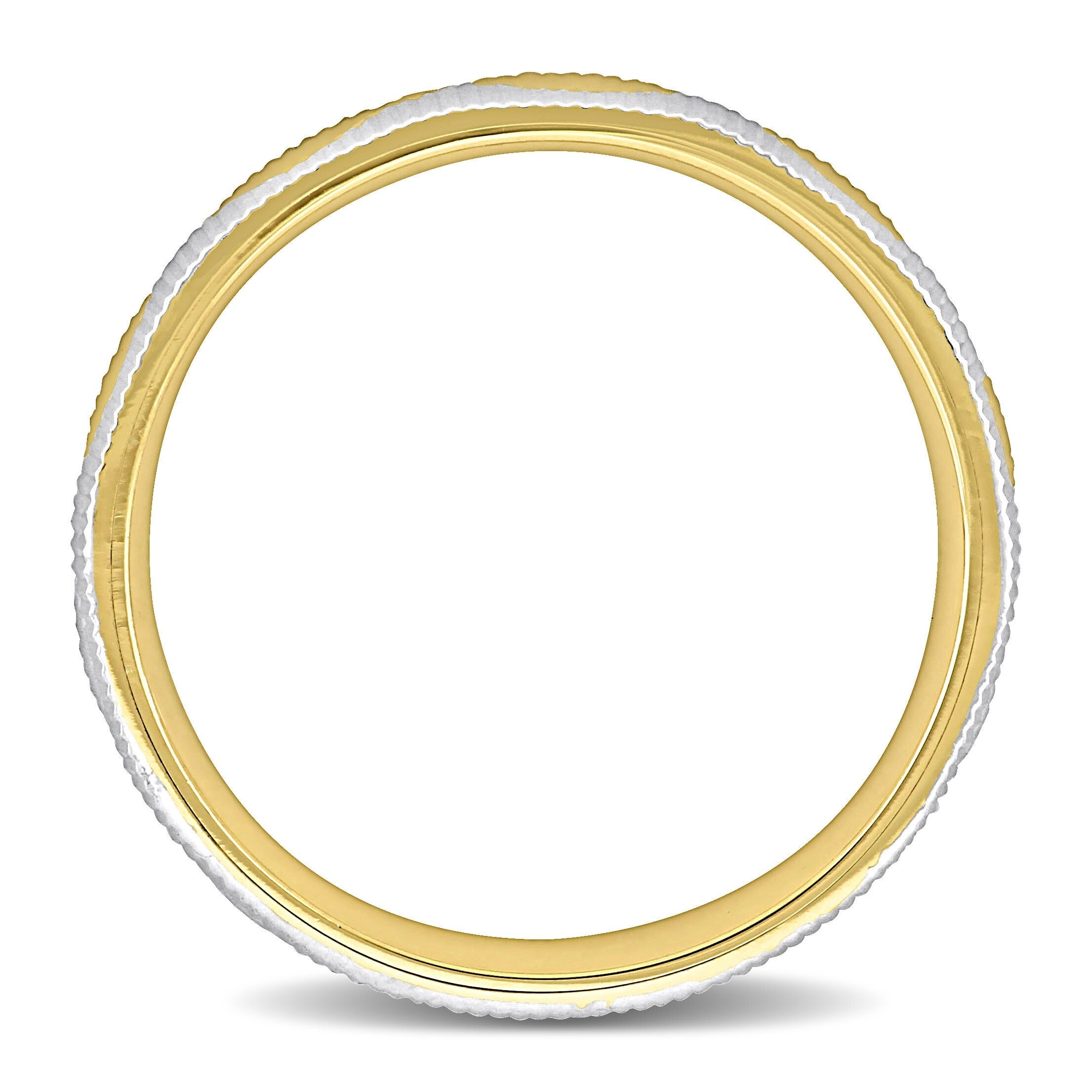 Miadora 5mm Wave Design Wedding Band in Two-Tone 14k Yellow and White Gold