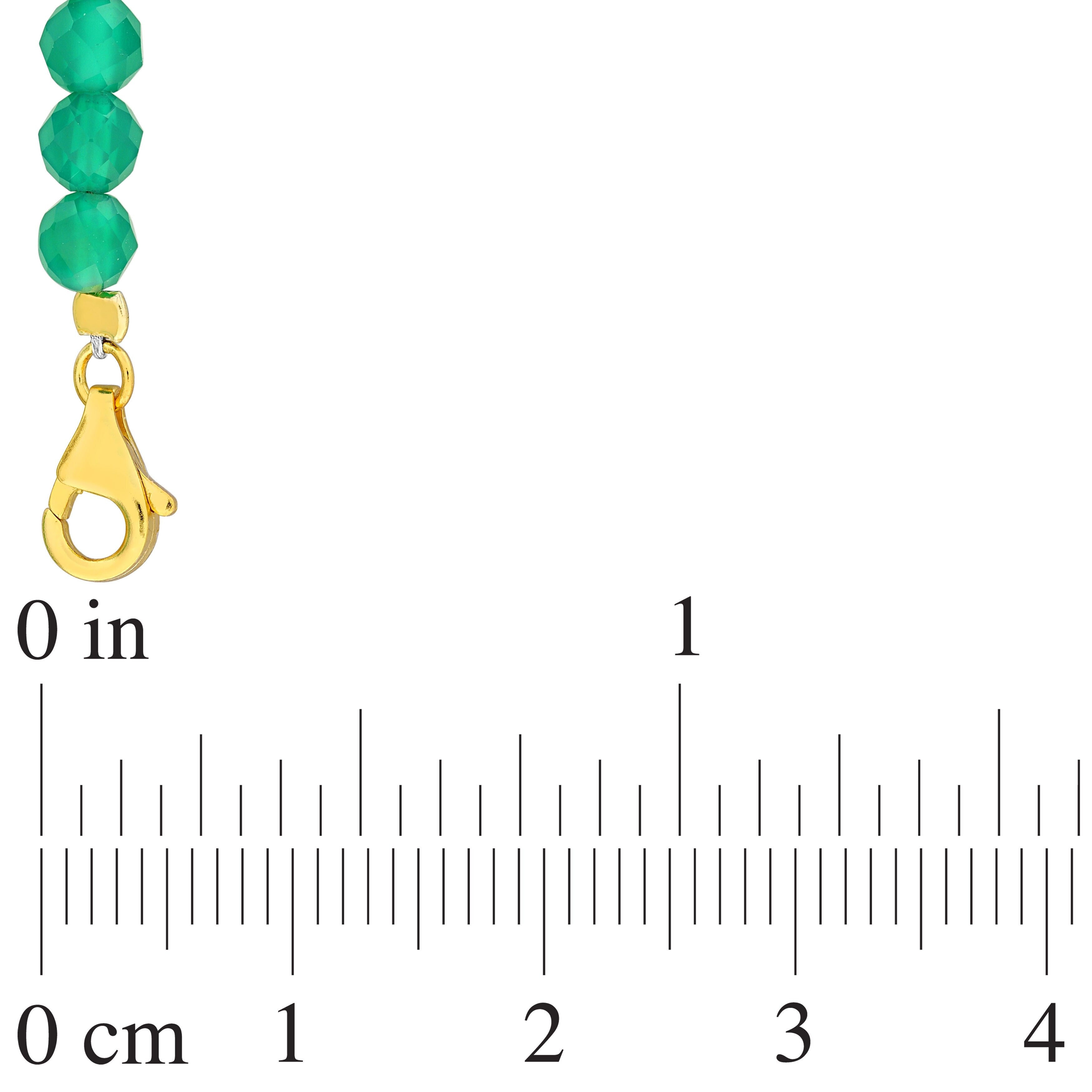 Miadora 6 1/2ct TGW Green Onyx Facetted Bead Bracelet in Yellow Silver-725+1 in