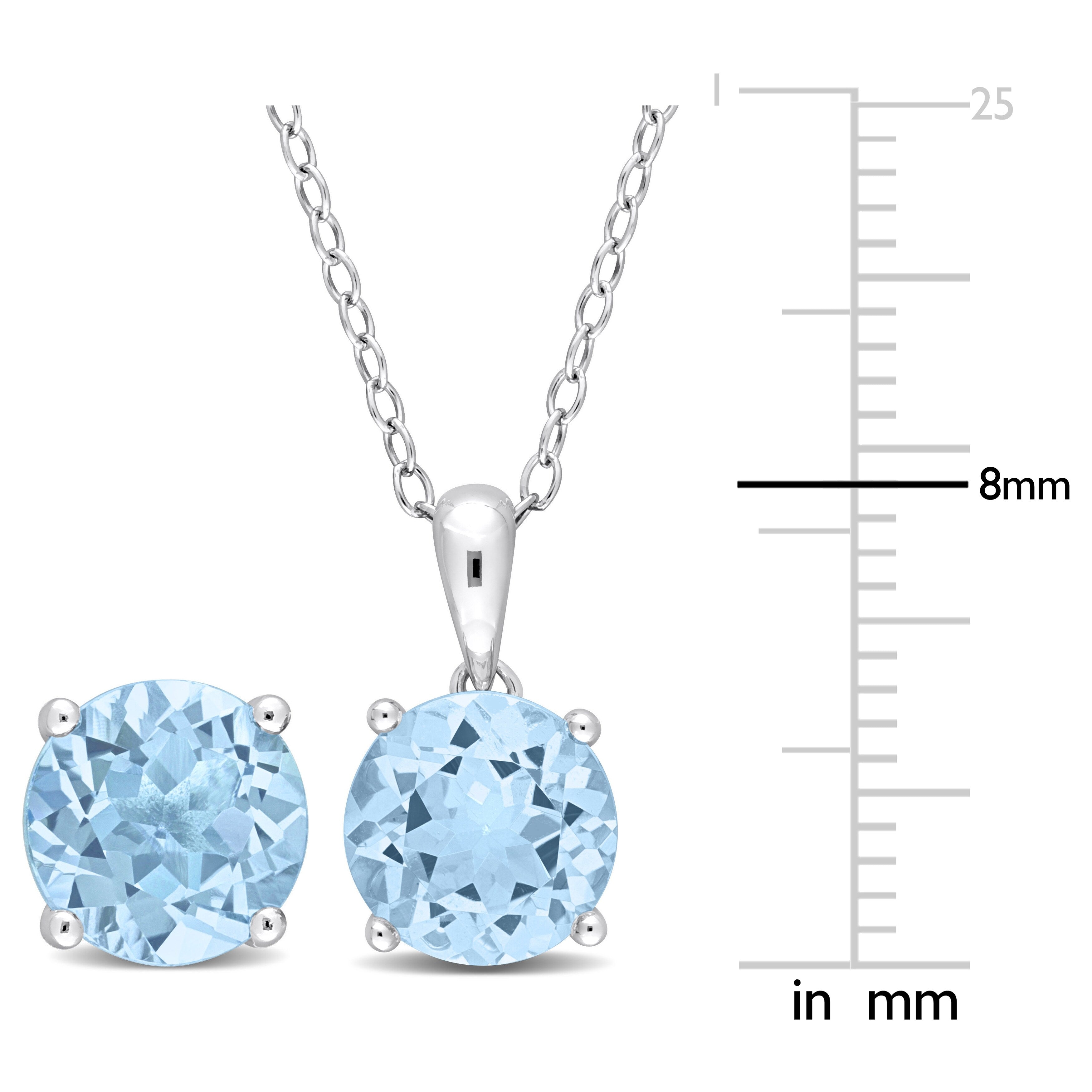 Miadora 7ct TGW Sky Blue Topaz Set of Necklace and Earrings in Sterling Silver