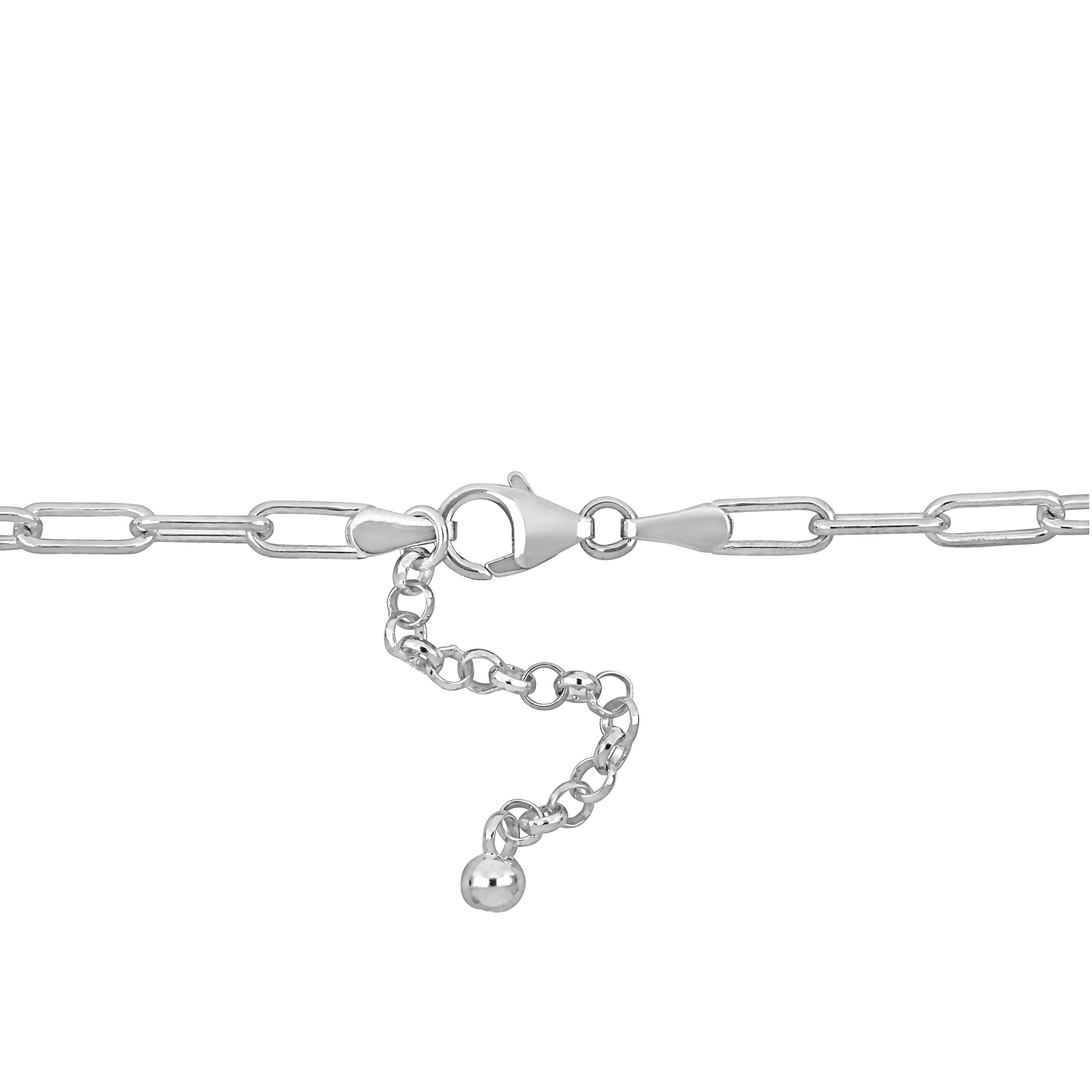 Miadora 8-9mm Pink Cultured Freshwater Pearl Station Necklace in Sterling Silver - 18 in x 8.4 mm