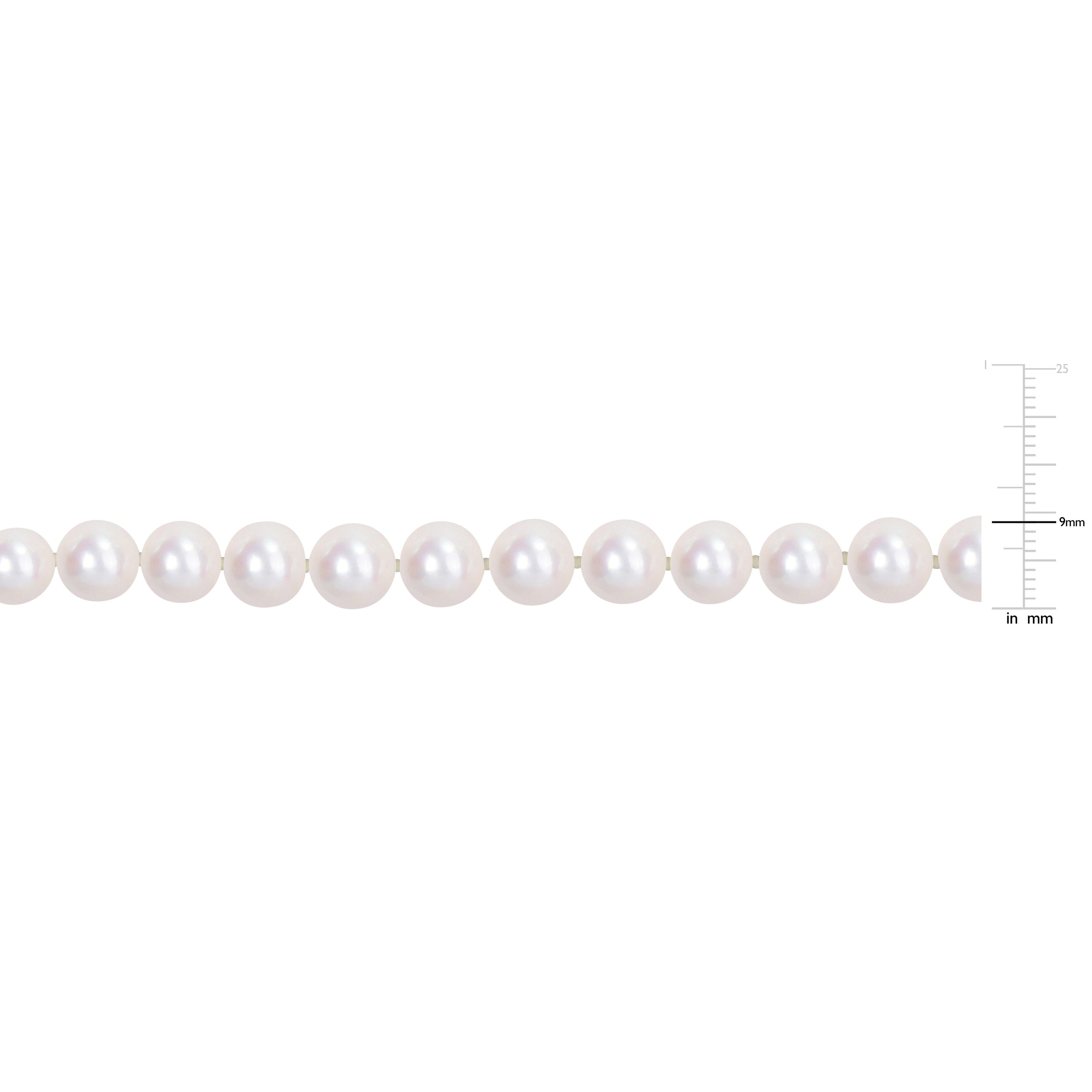 Miadora 9-10mm Cultured Freshwater Pearl Strand with Silvertone Clasp