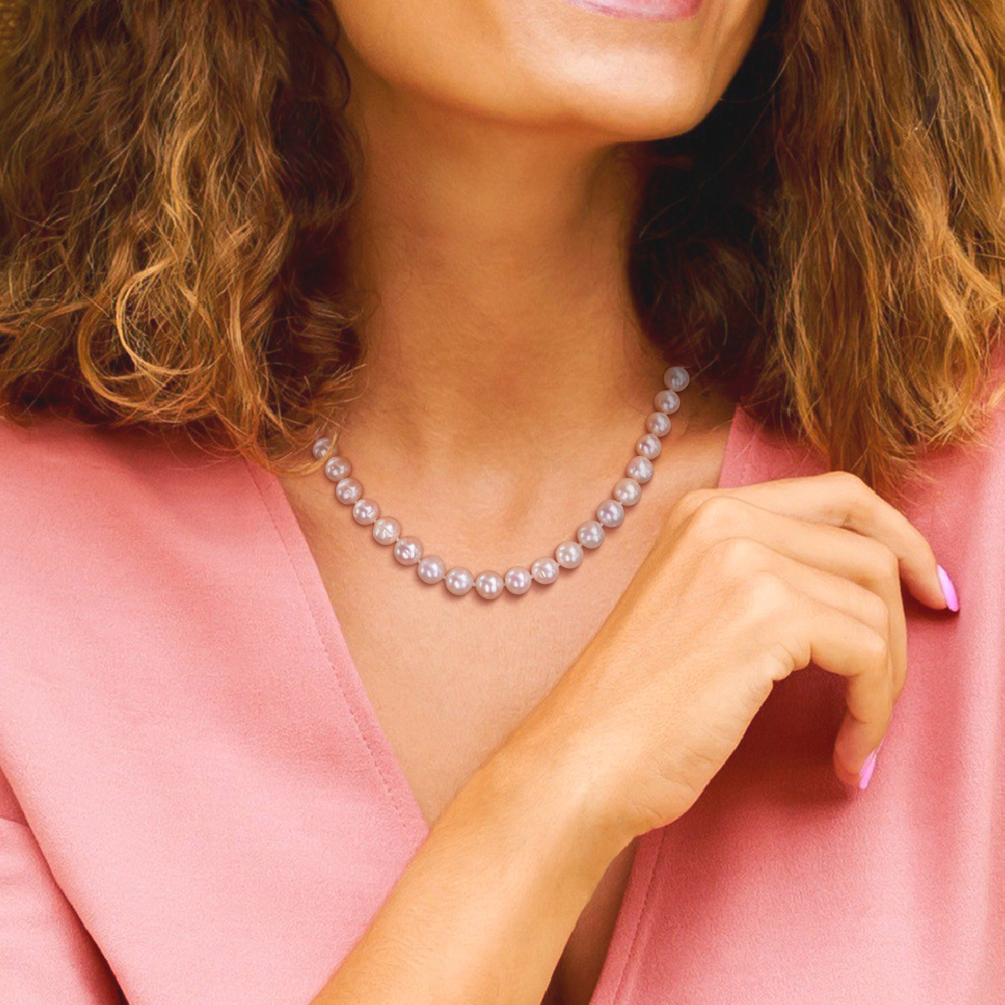 Miadora 9-10mm Cultured Freshwater Pearl Strand with Silvertone Clasp