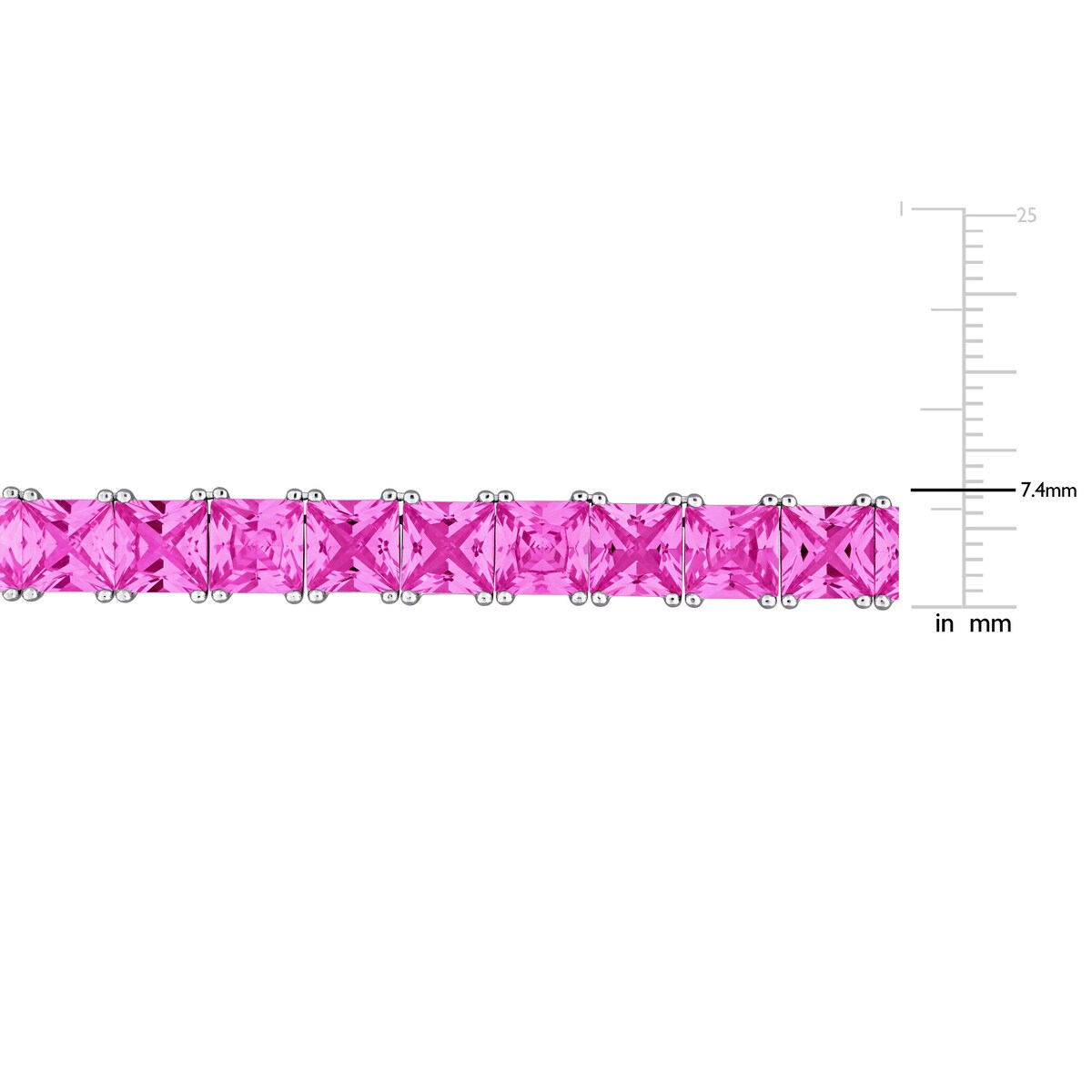 Miadora 90ct TGW Created Pink Sapphire Tennis Necklace in Sterling Silver