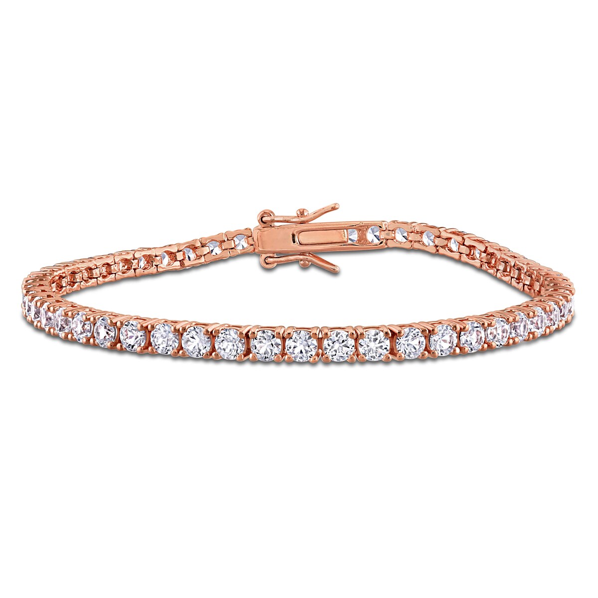 Miadora 9ct TGW Created White Sapphire Tennis Bracelet Rose Silver-7.25 in