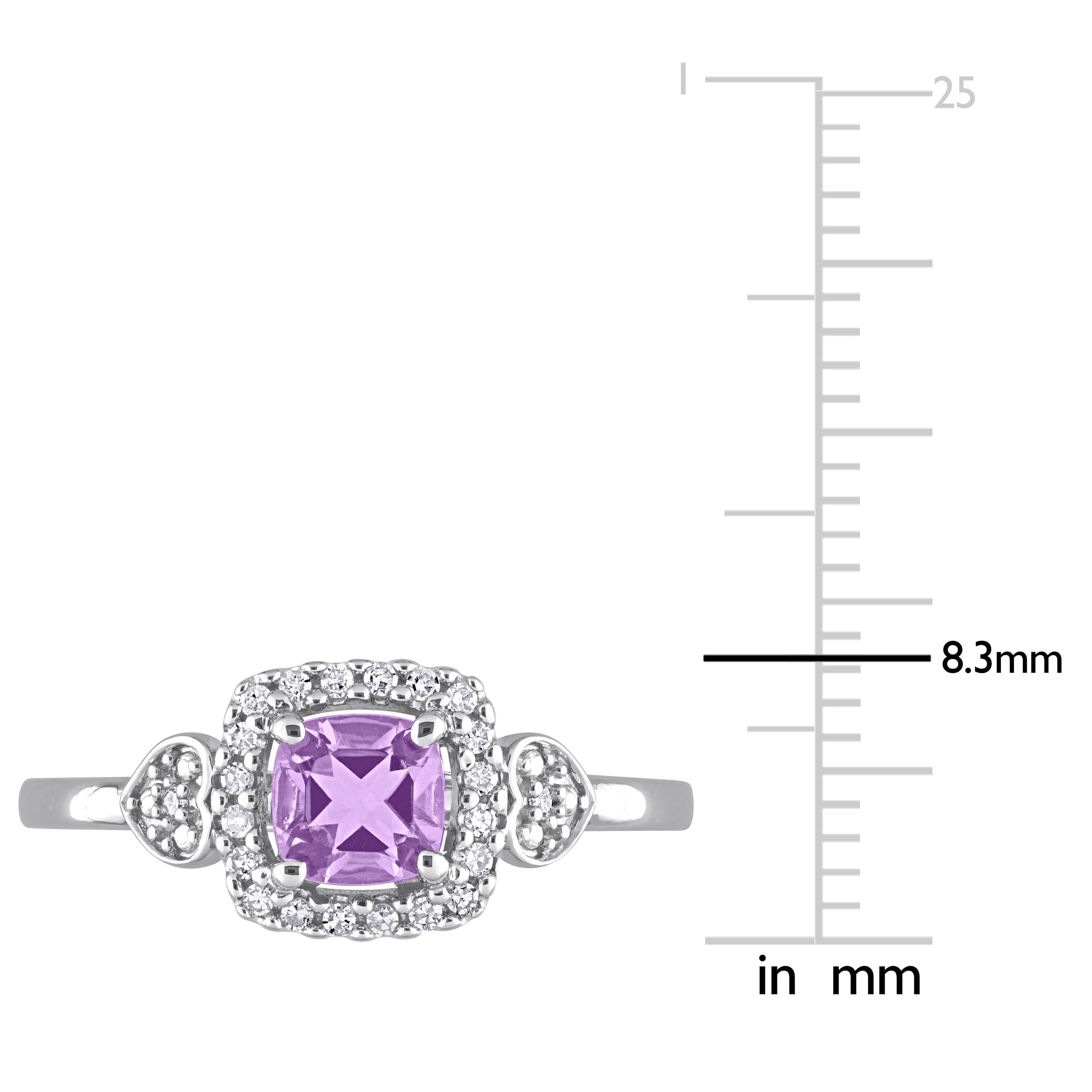 Miadora Amethyst and 1/10ct TDW Diamond Square Halo Ring in Sterling Silver