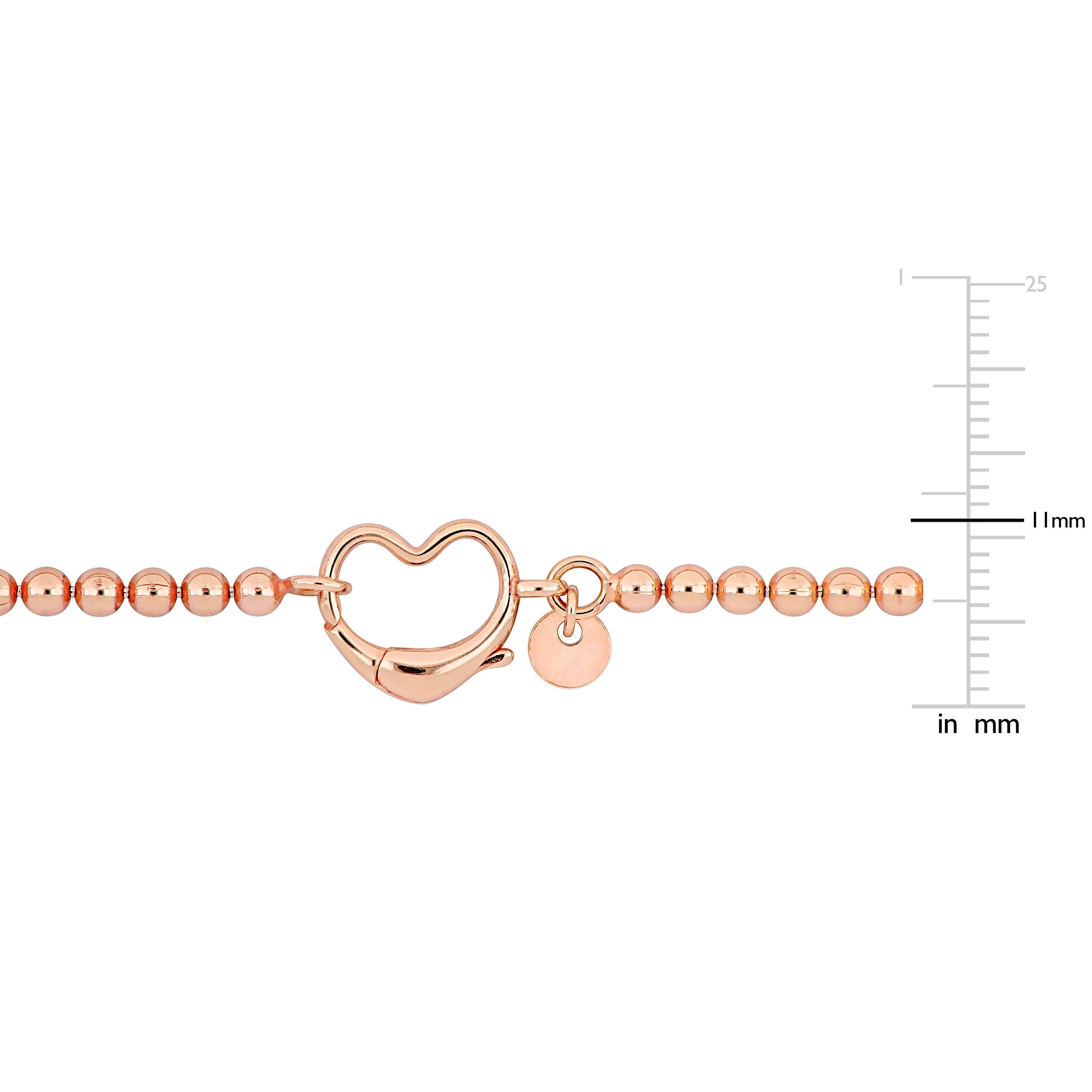 Miadora Ball Link Bracelet with Heart Clasp in Rose Sterling Silver