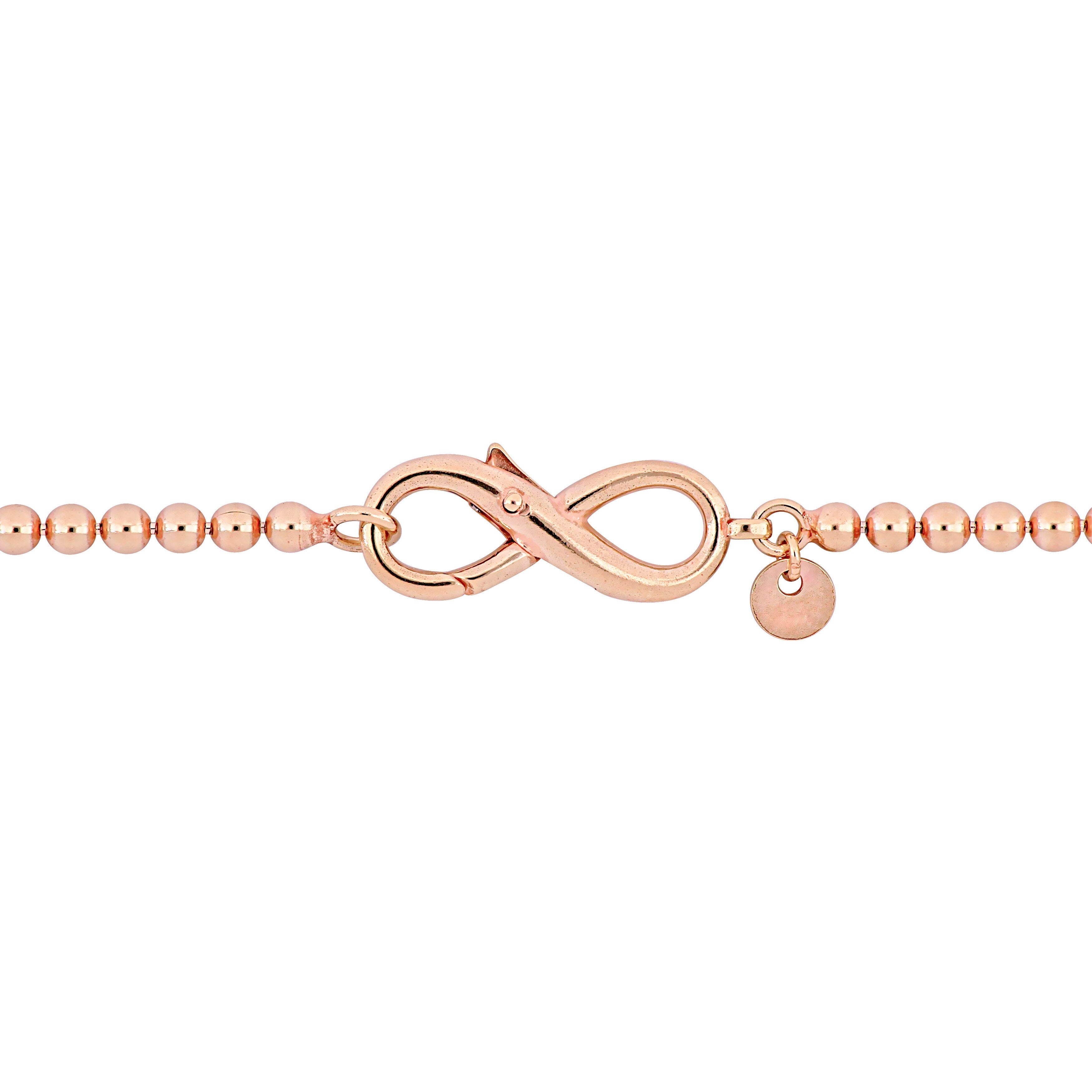 Miadora Ball Link Bracelet with Infinity Clasp in Rose Sterling Silver