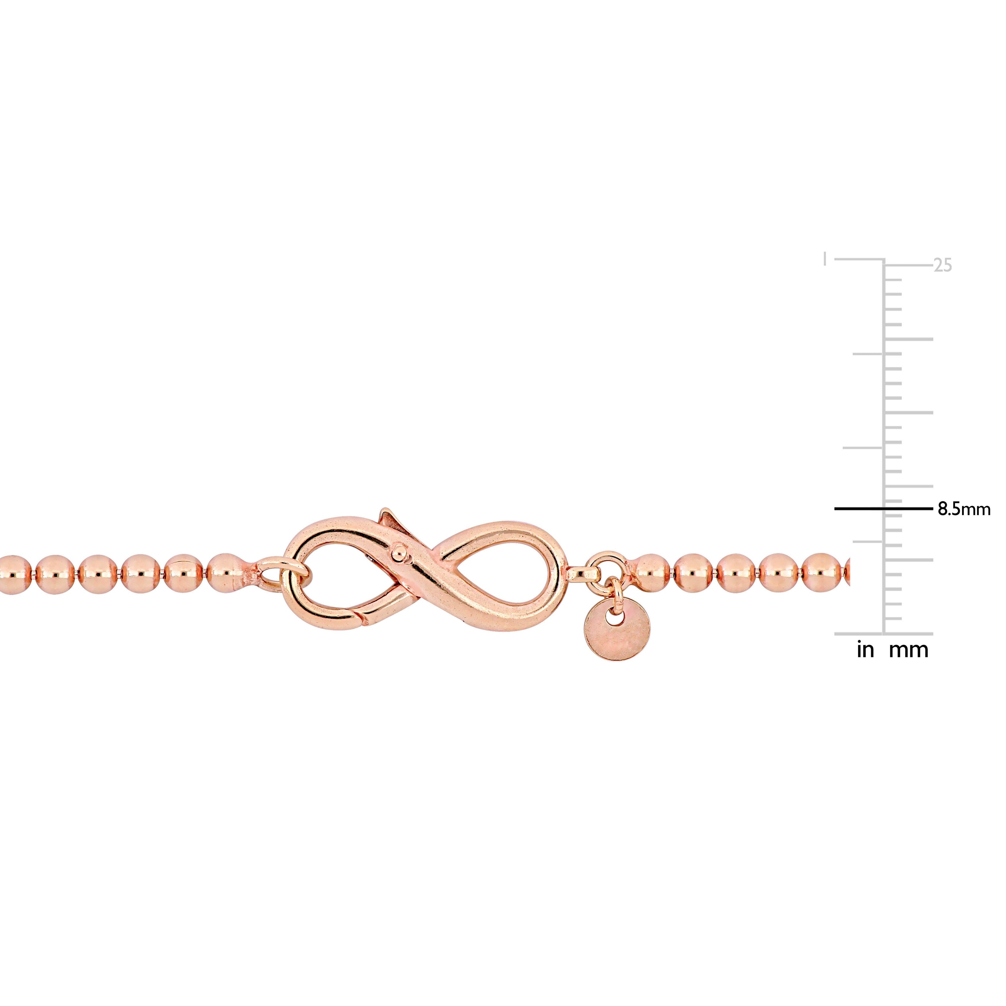 Miadora Ball Link Bracelet with Infinity Clasp in Rose Sterling Silver