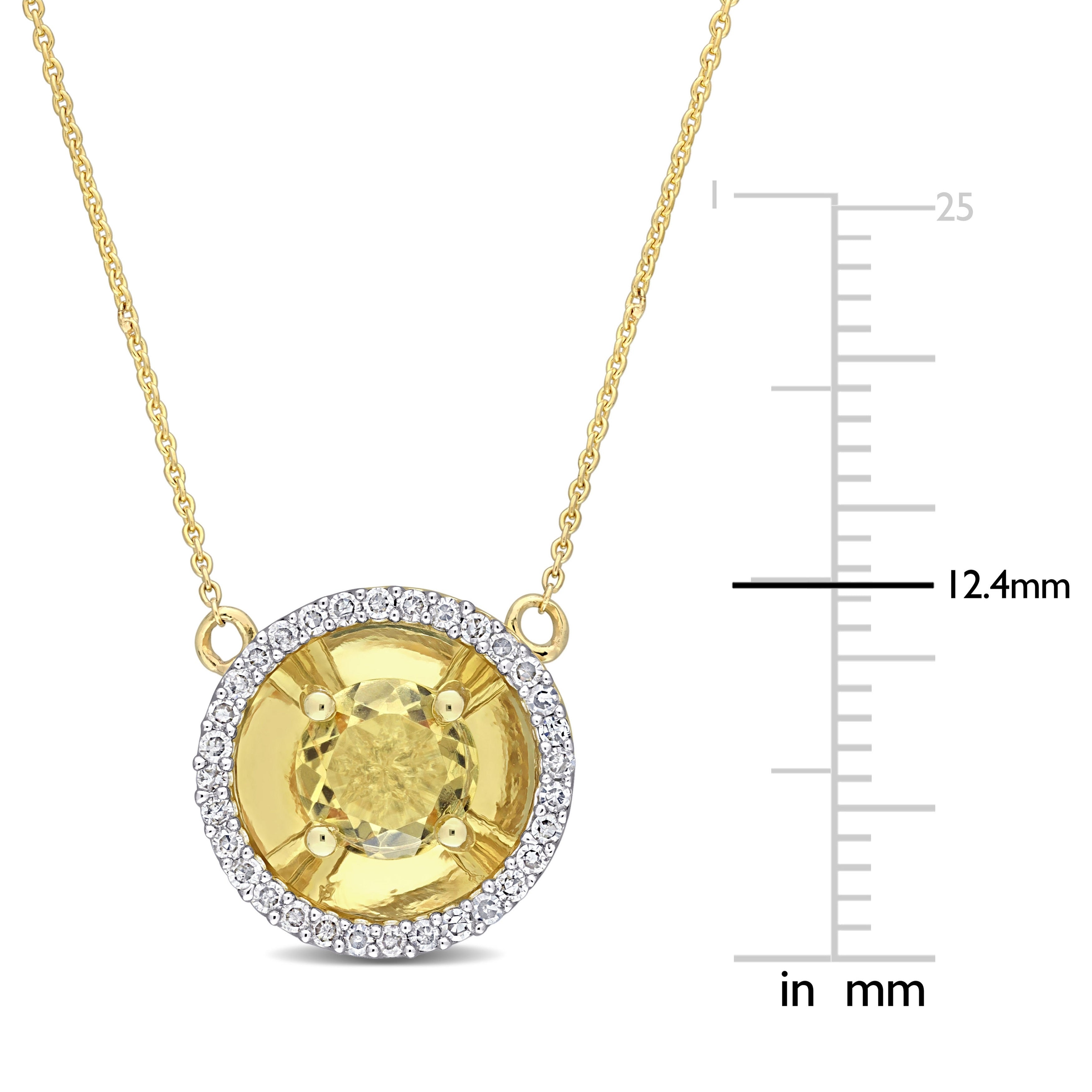 Miadora Citrine and 1/6ct TDW Diamond Halo Station Necklace in 10k Yellow Gold