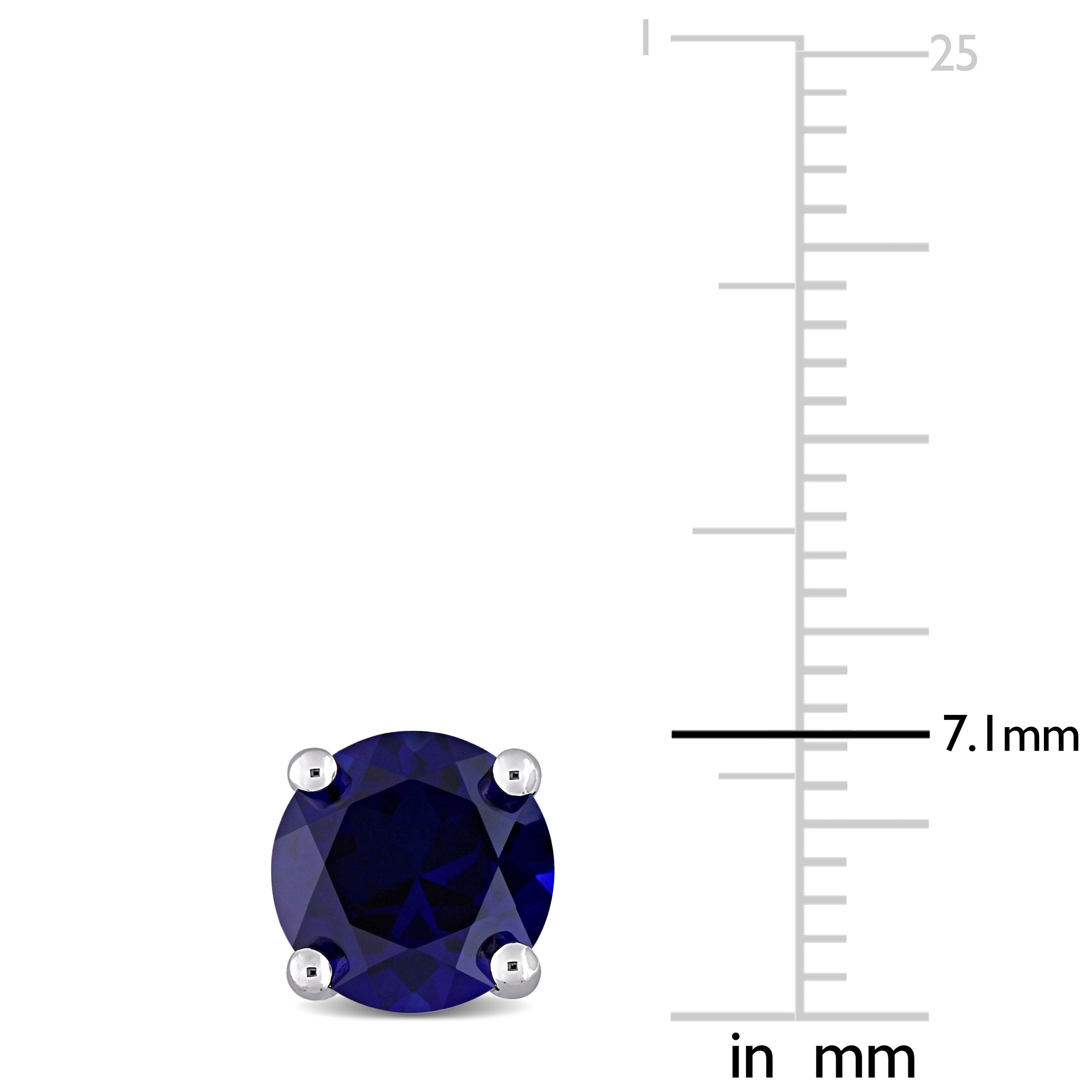 Miadora Created Blue Sapphire Birthstone Solitaire Stud Earrings in Sterling Silver