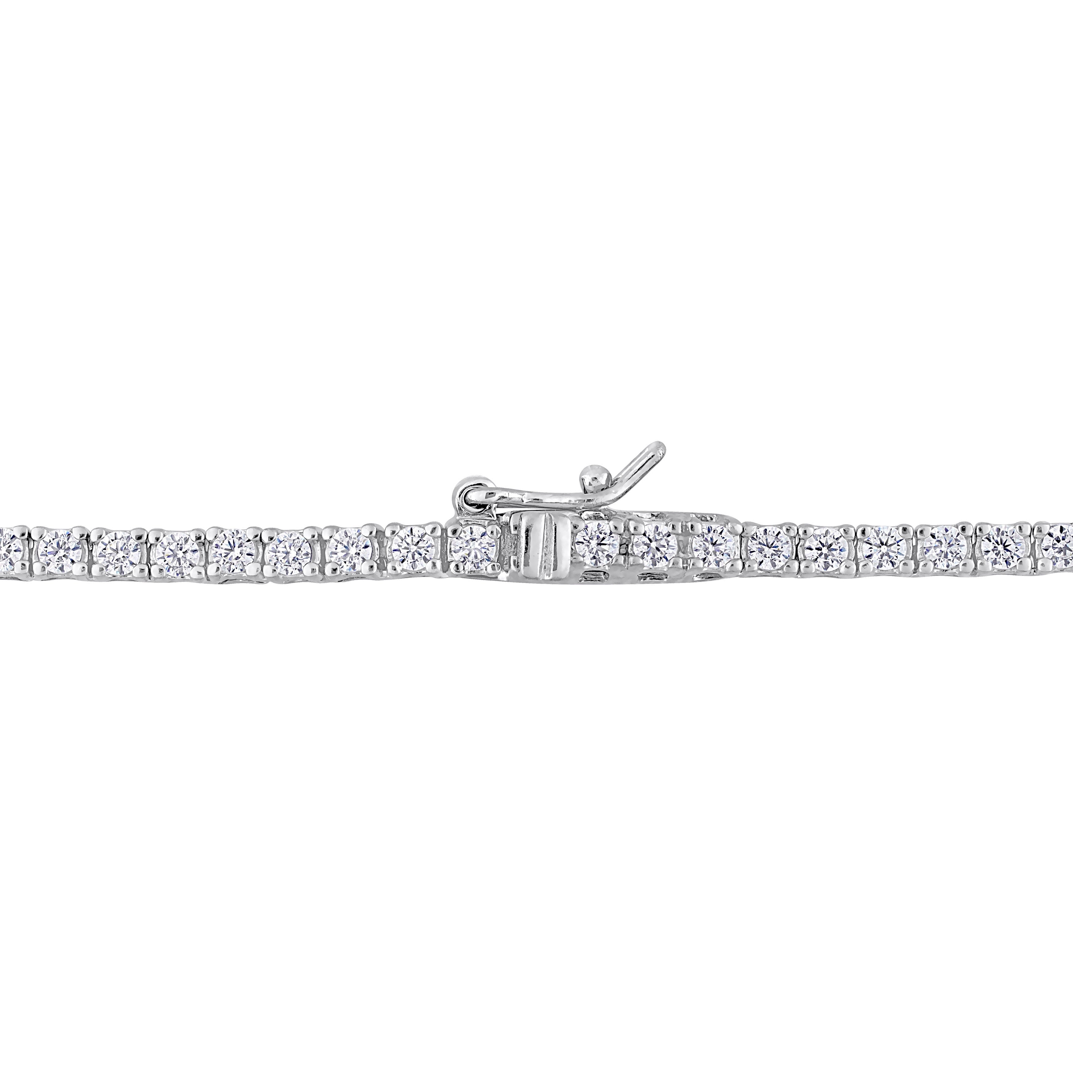 Miadora Created Ruby and Created White Sapphire Heart Necklace in Sterling Silver