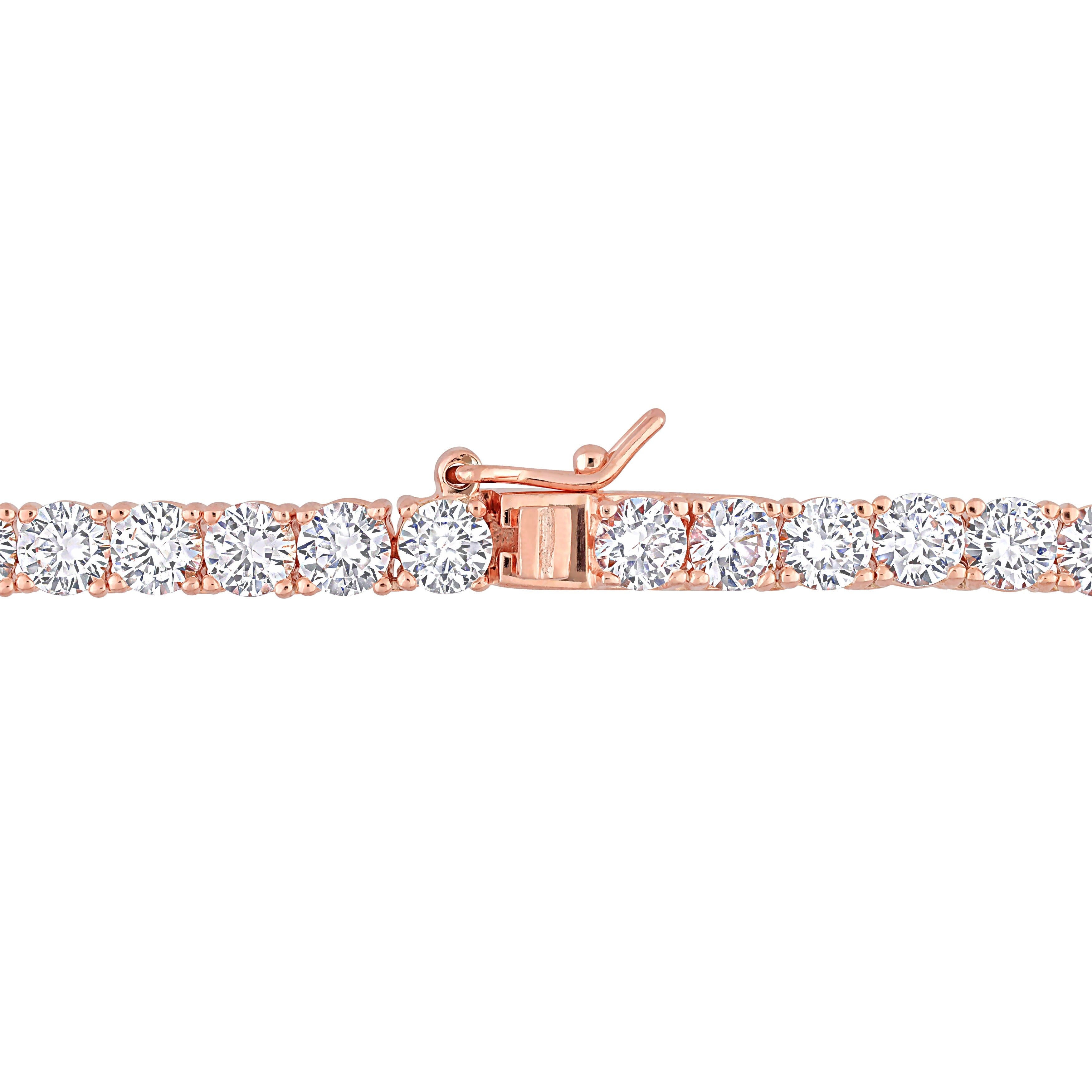 Miadora Created White Sapphire Classic Tennis Necklace in Rose Plated Sterling Silver