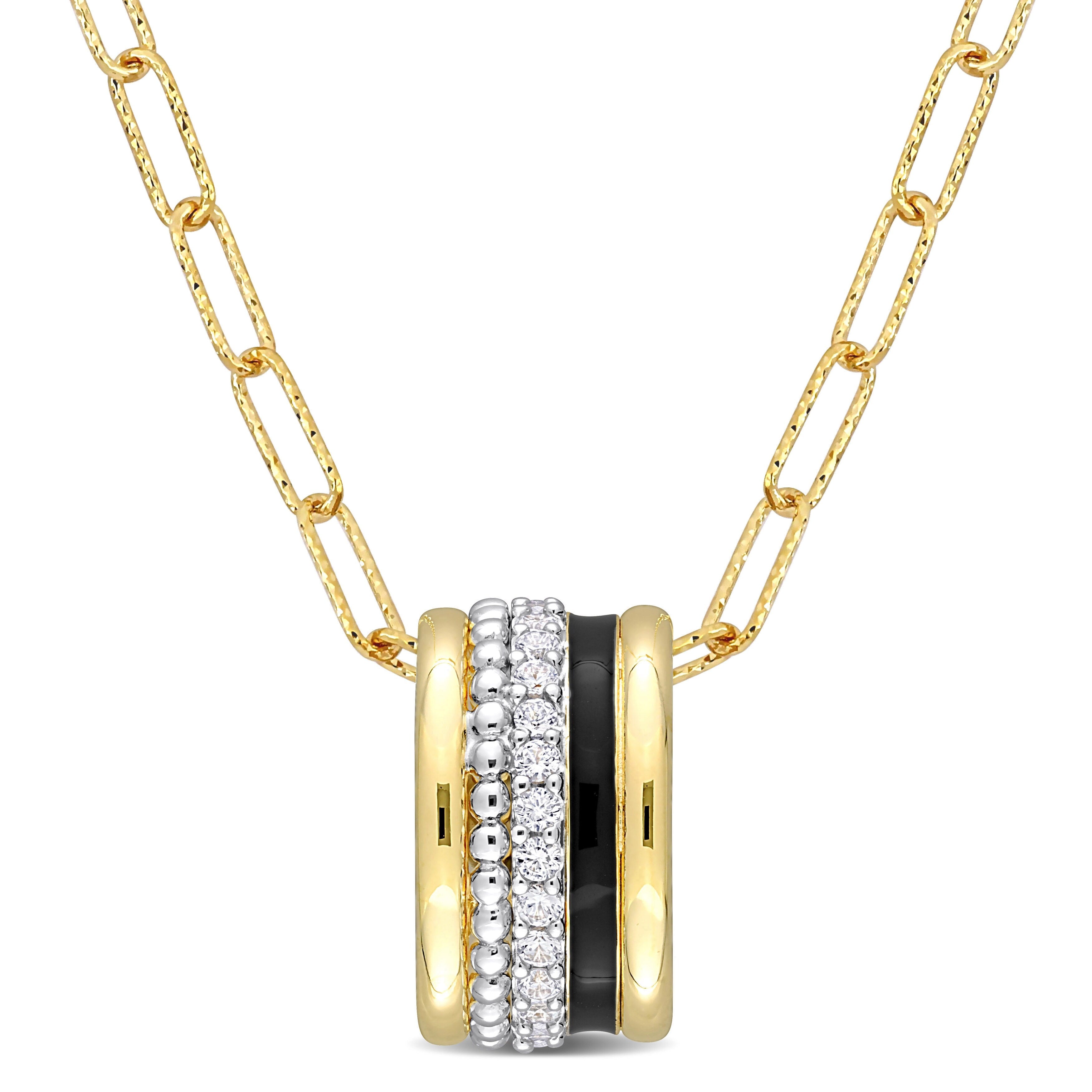 Miadora Created White Sapphire Fashion Pendant With Chain White Yellow Silver