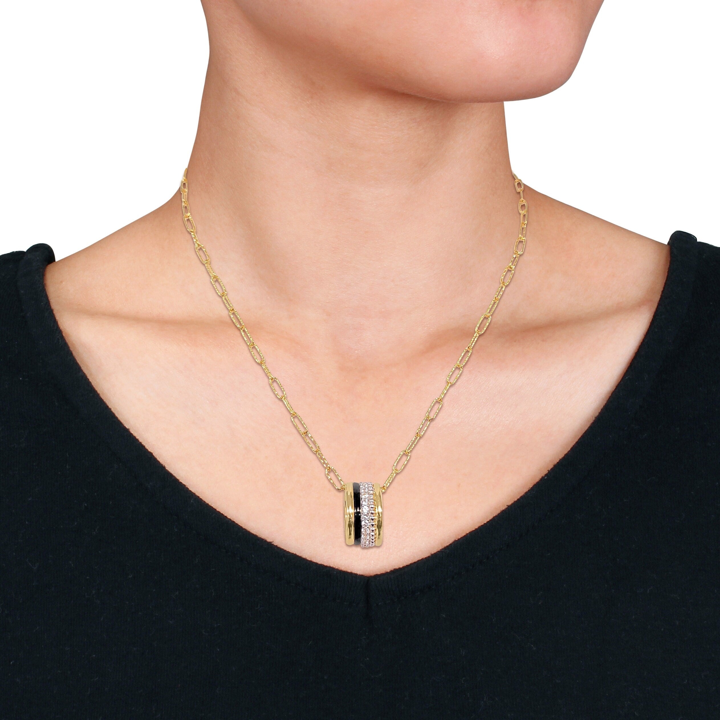 Miadora Created White Sapphire Fashion Pendant With Chain White Yellow Silver