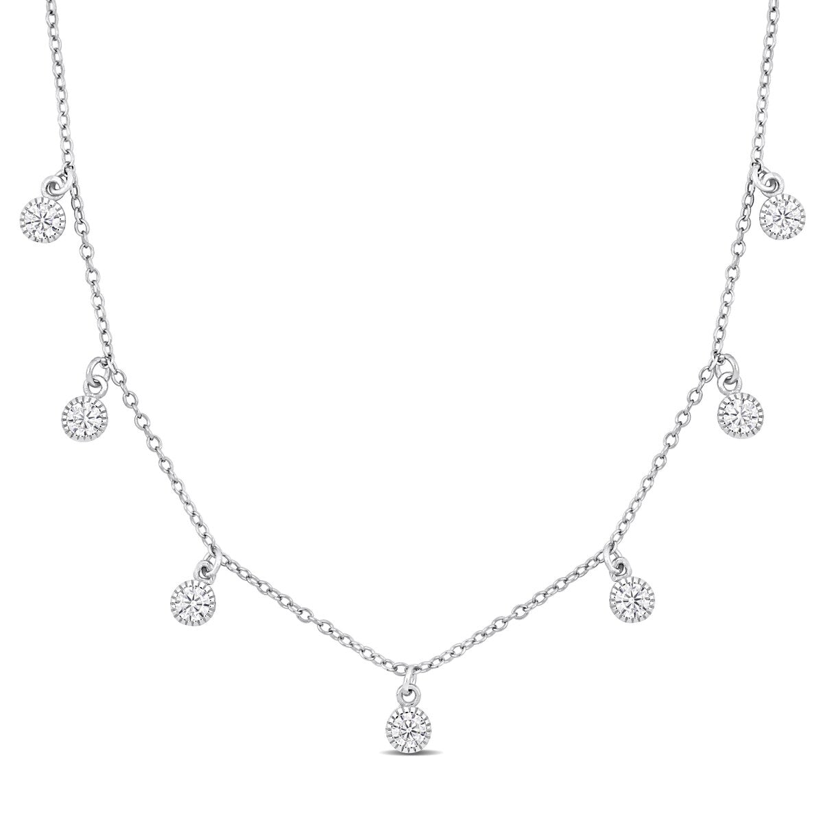 Miadora Created White Sapphire Necklace in Sterling Silver